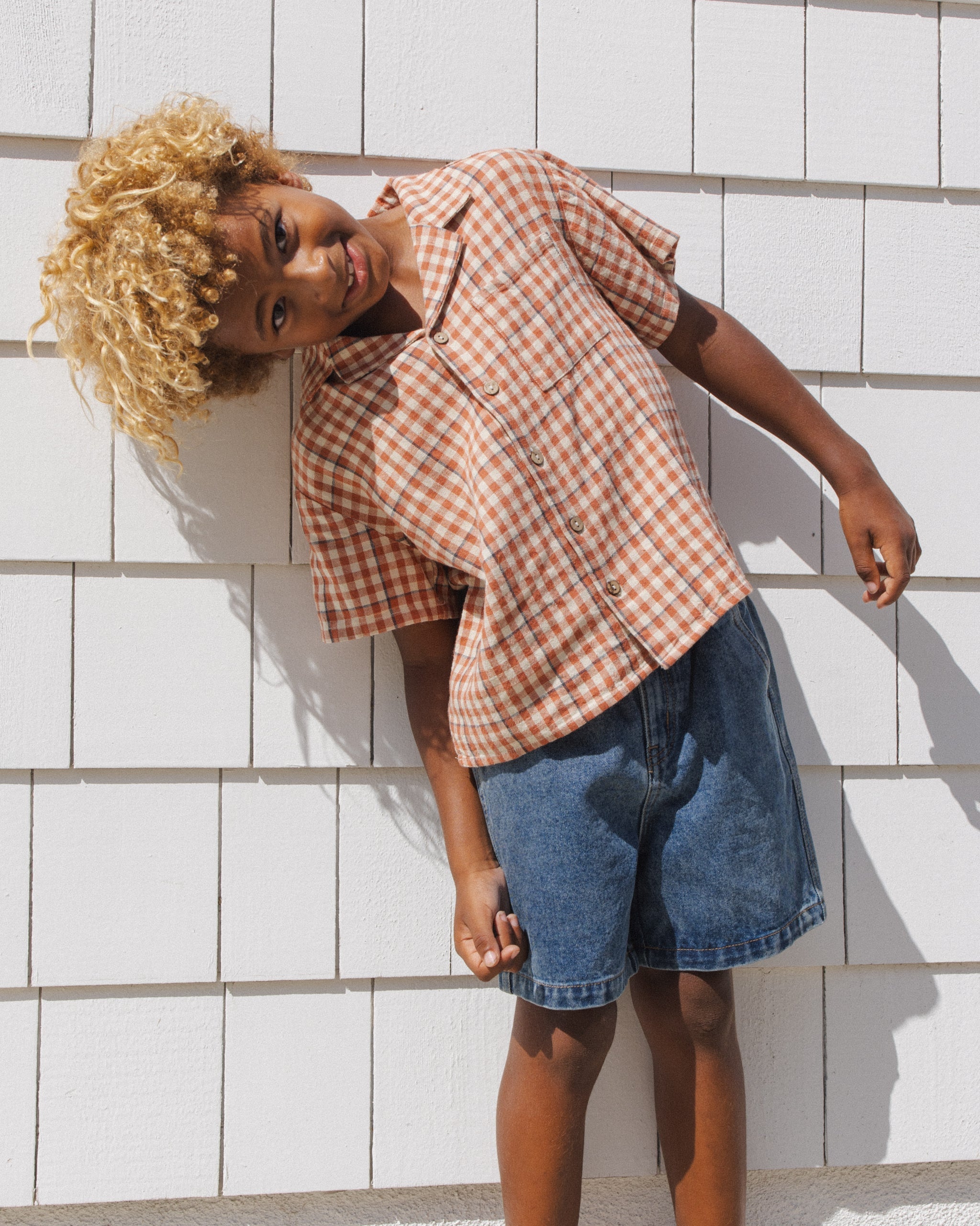 Lapel Collar Shirt Poppy Gingham - Rylee + Cru | Kids Clothes | Trendy Baby Clothes | Modern Infant Outfits |