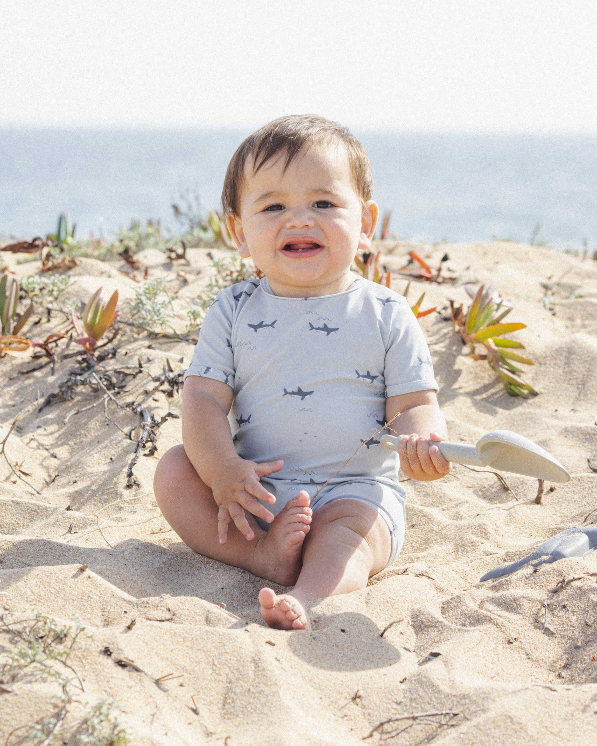 Shorty One-Piece Sharks - Rylee + Cru | Kids Clothes | Trendy Baby Clothes | Modern Infant Outfits |