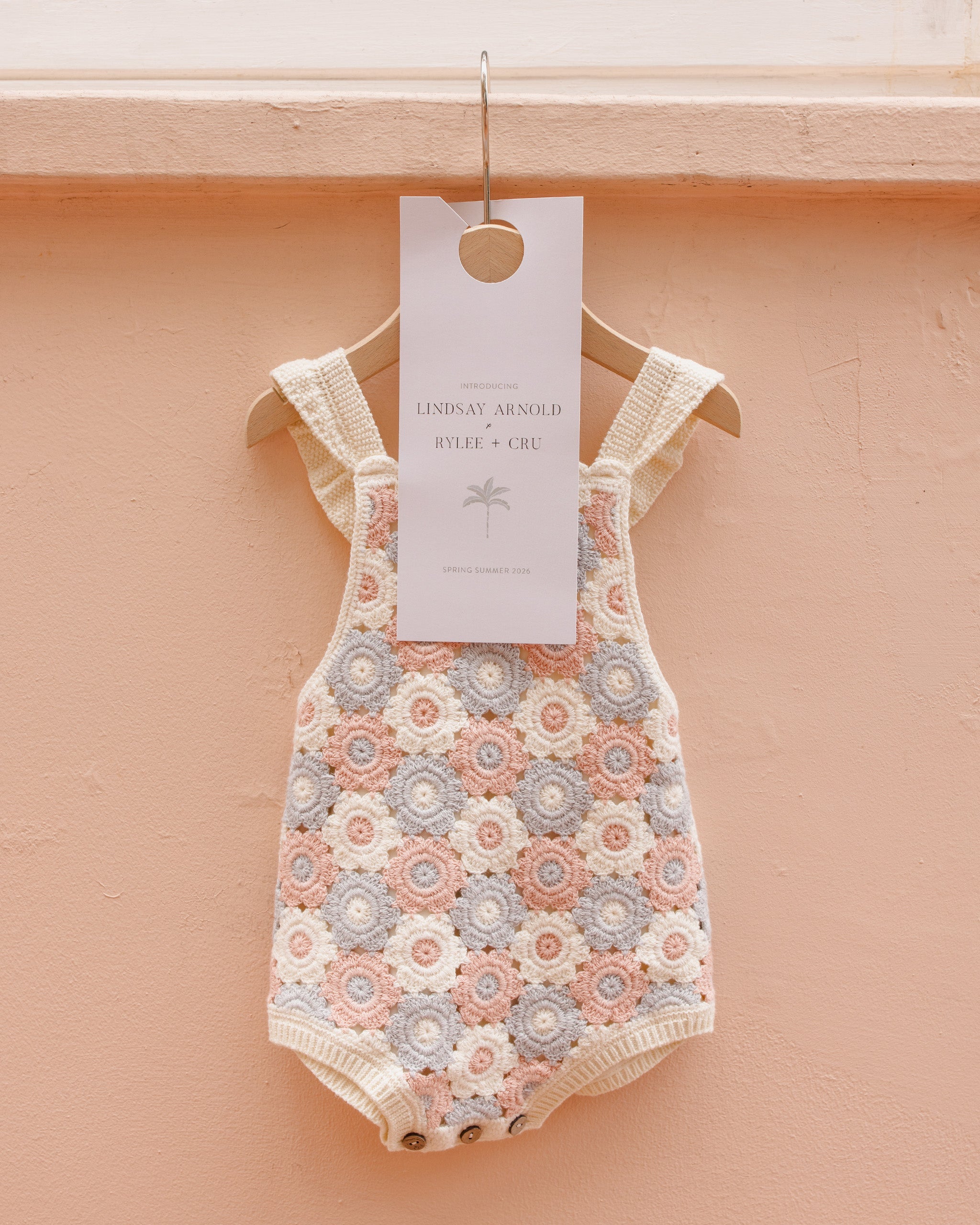 Crochet Romper Blue, Light Pink, Ivory - Rylee + Cru | Kids Clothes | Trendy Baby Clothes | Modern Infant Outfits |