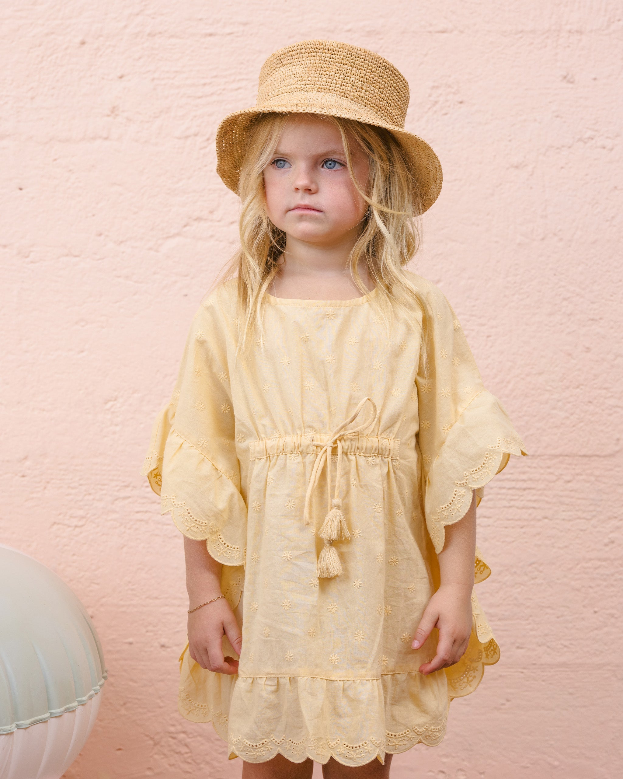 Kaftan Cover Up Lemon - Rylee + Cru | Kids Clothes | Trendy Baby Clothes | Modern Infant Outfits |