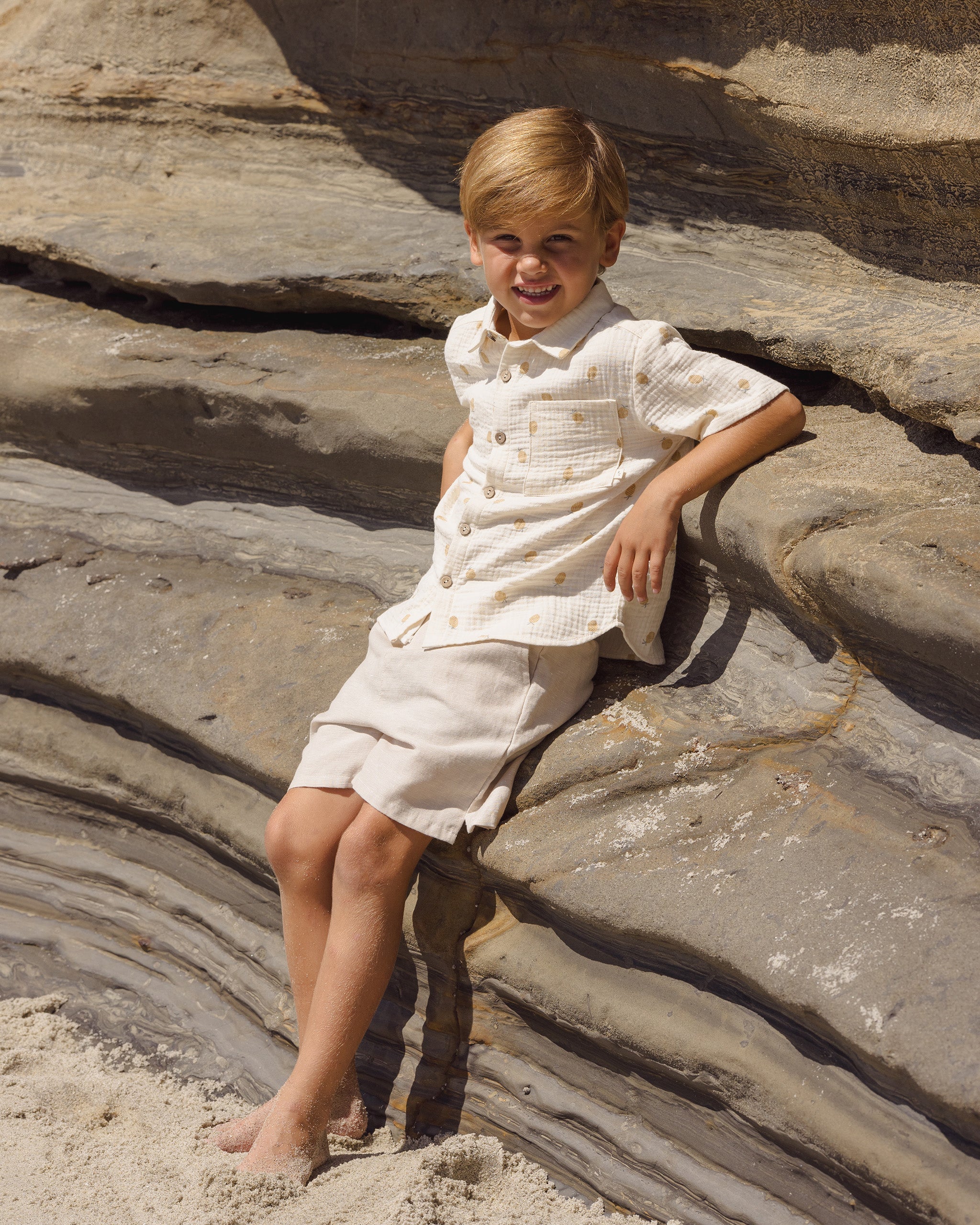 Collared Short Sleeve Shirt Pineapple - Rylee + Cru | Kids Clothes | Trendy Baby Clothes | Modern Infant Outfits |