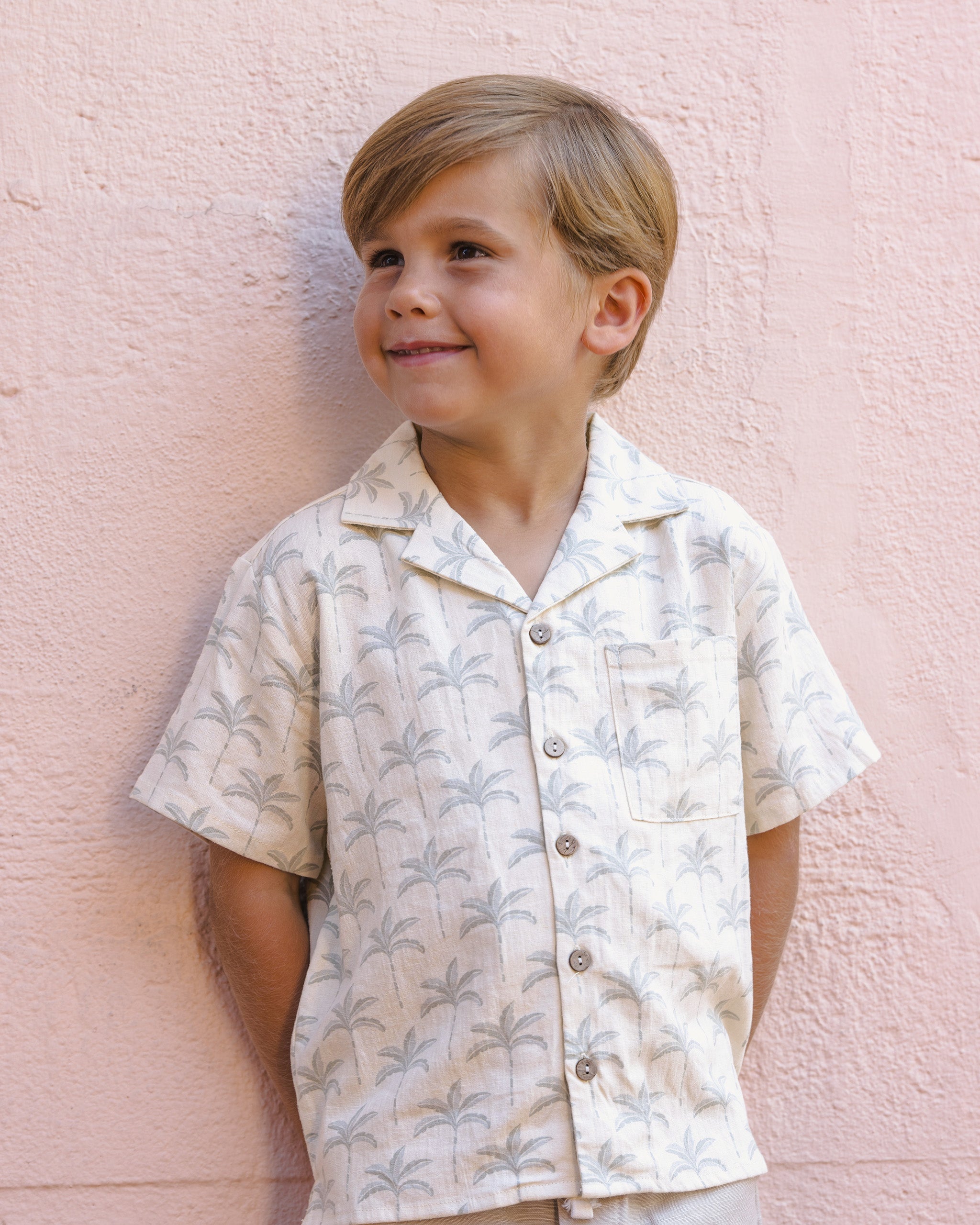 Lapel Collar Shirt Palm Trees - Rylee + Cru | Kids Clothes | Trendy Baby Clothes | Modern Infant Outfits |