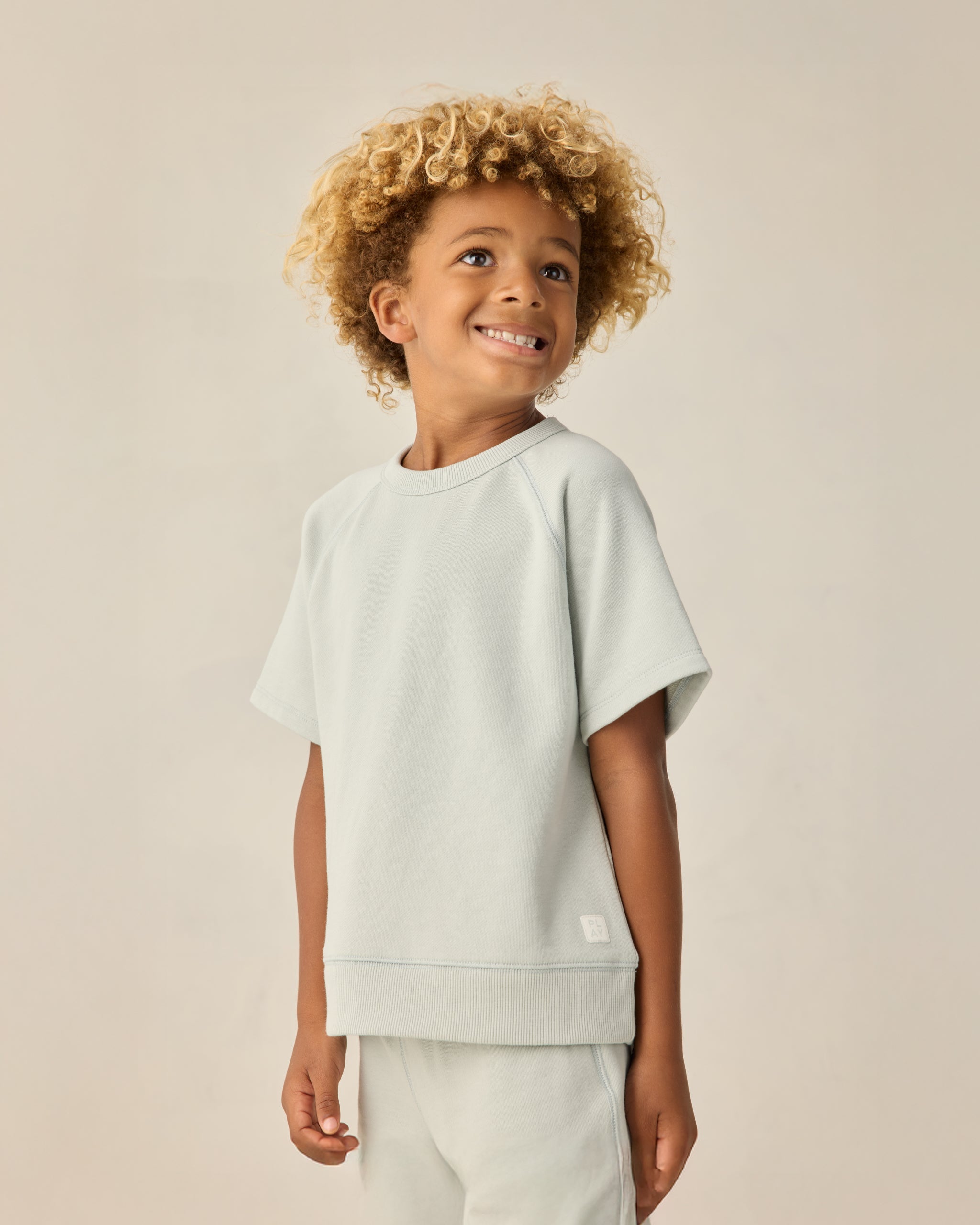 Sweat-shirt à manches courtes couleur écume de mer