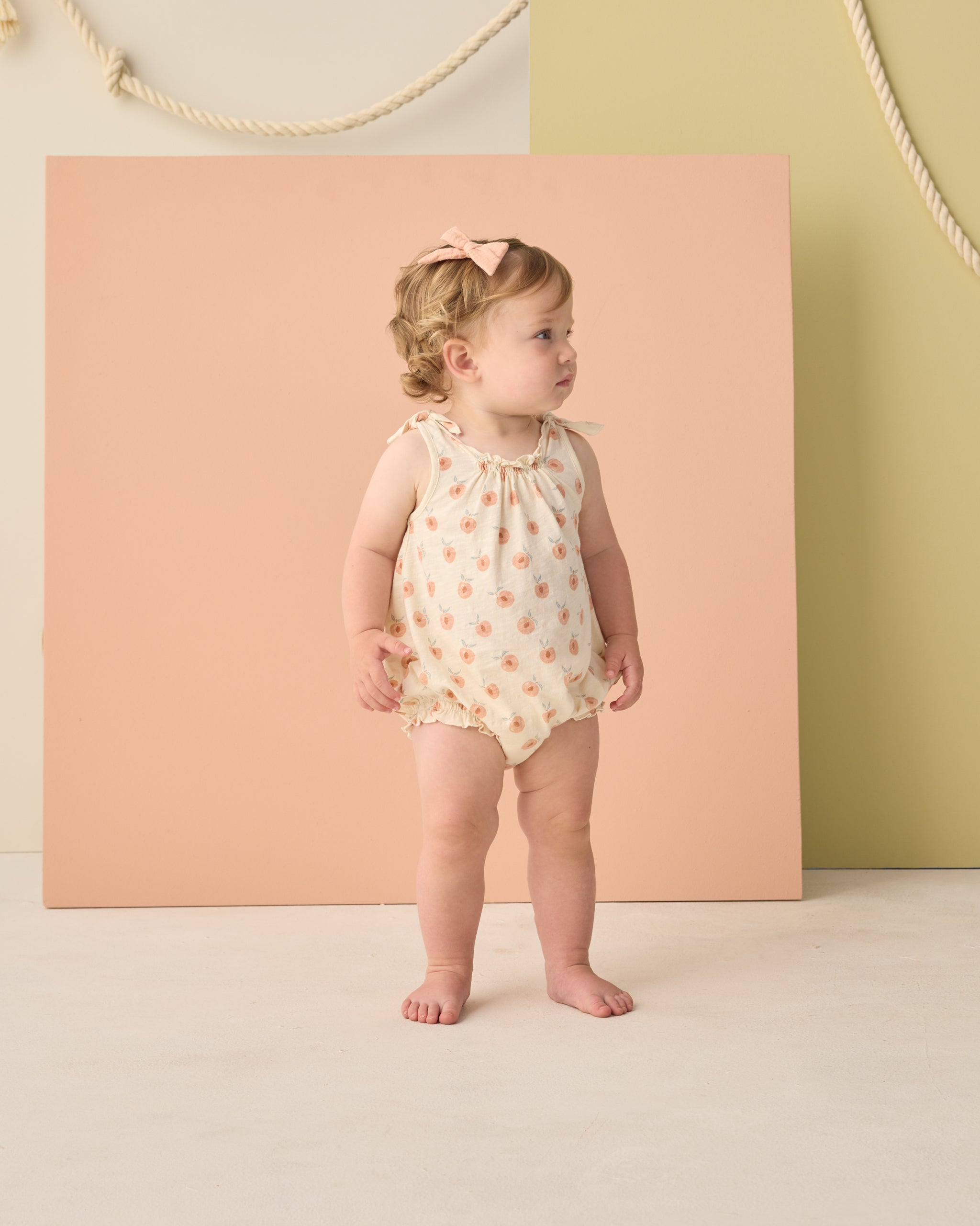 Shoulder Tie Bubble Peaches - Rylee + Cru | Kids Clothes | Trendy Baby Clothes | Modern Infant Outfits |