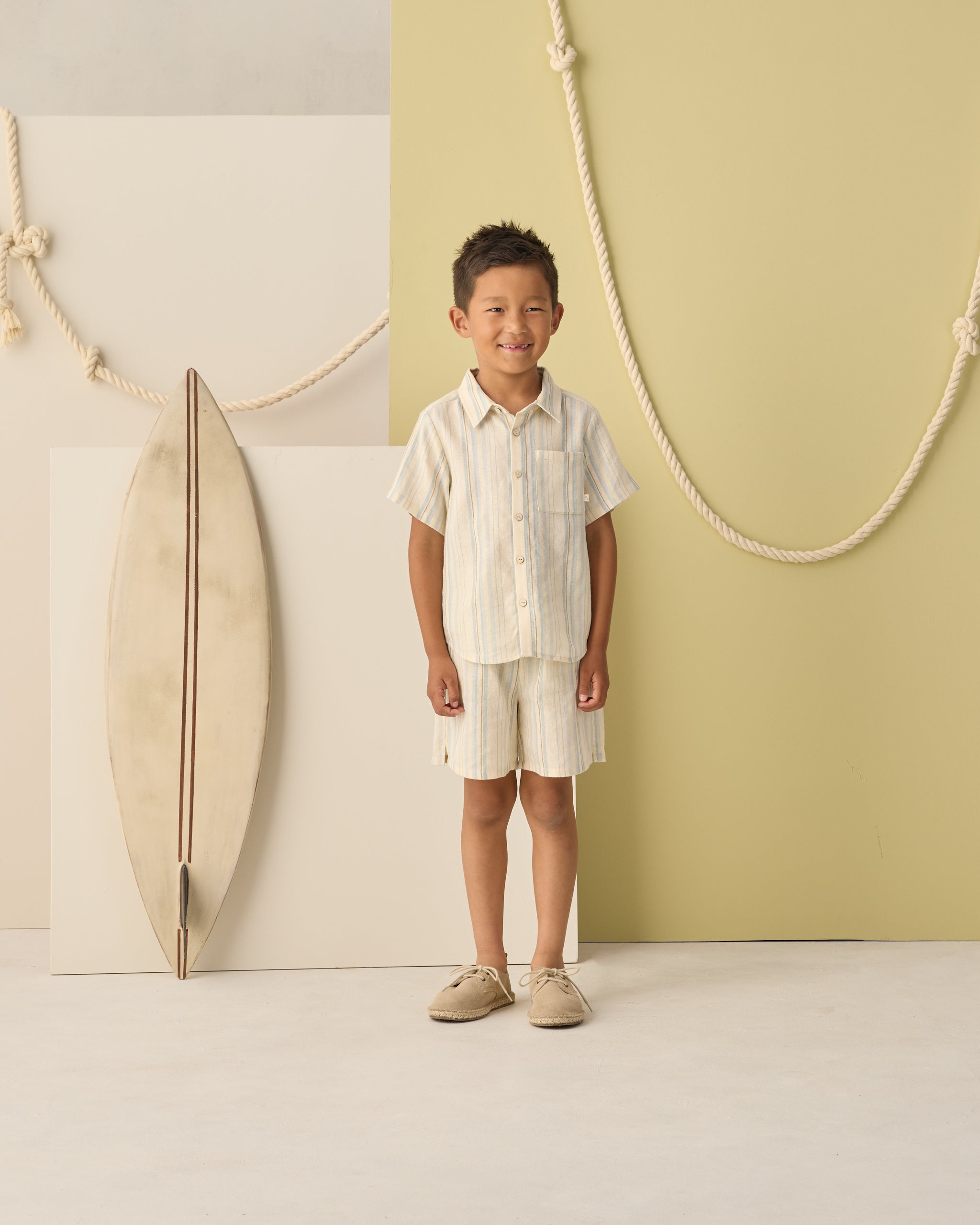 Collared Short Sleeve Shirt Sea Stripe - Rylee + Cru | Kids Clothes | Trendy Baby Clothes | Modern Infant Outfits |