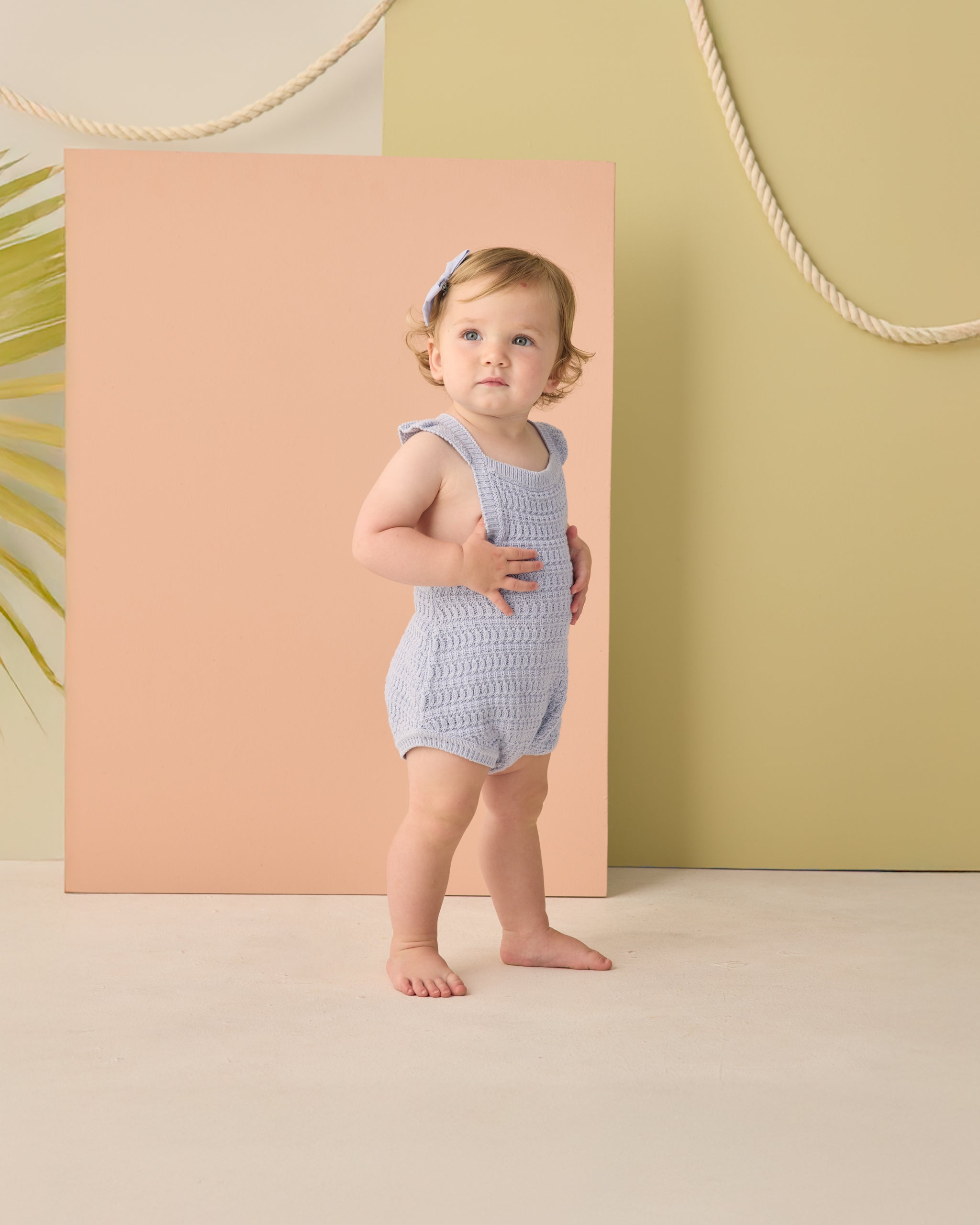 Crochet Romper Periwinkle - Rylee + Cru | Kids Clothes | Trendy Baby Clothes | Modern Infant Outfits |