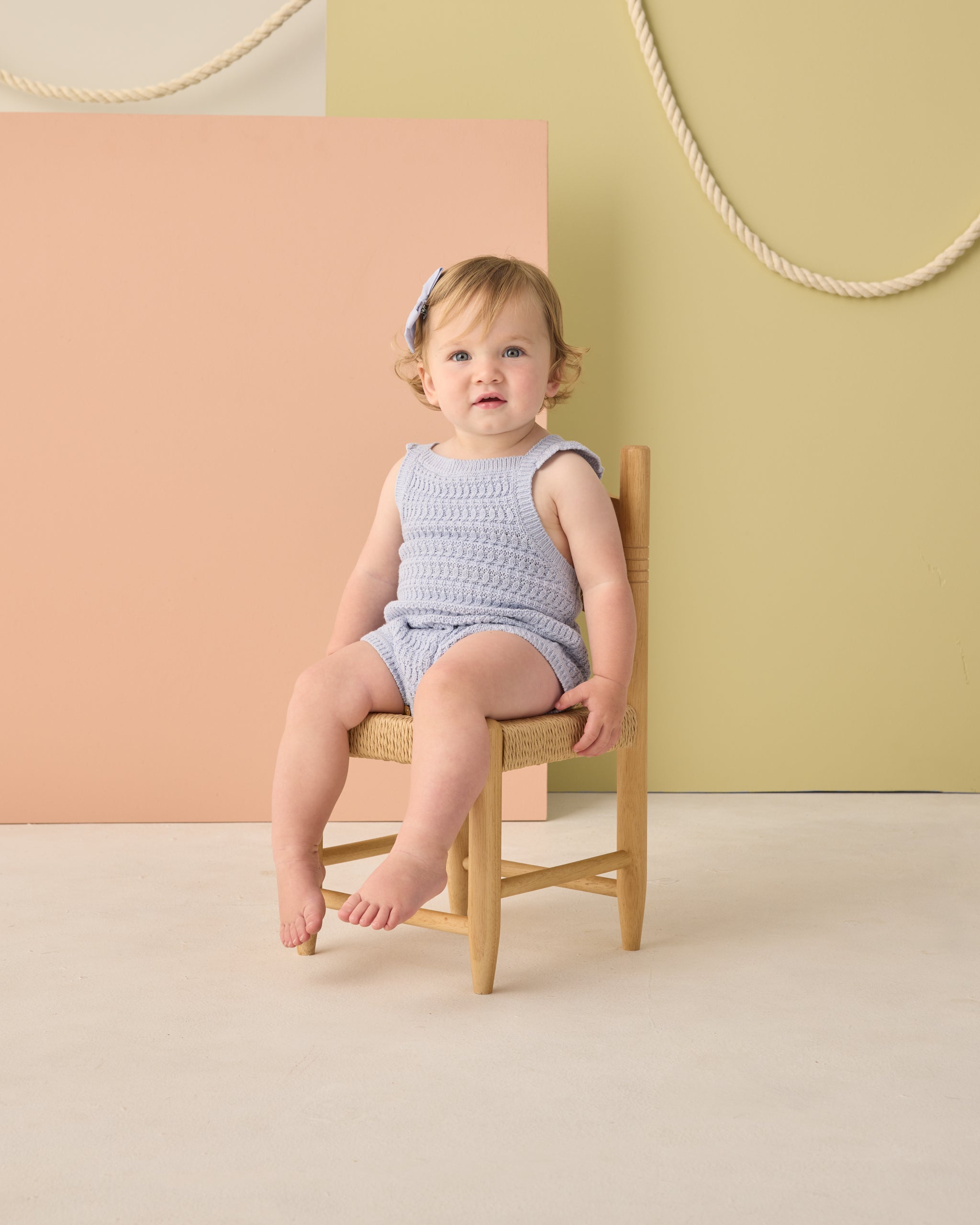 Crochet Romper Periwinkle - Rylee + Cru | Kids Clothes | Trendy Baby Clothes | Modern Infant Outfits |