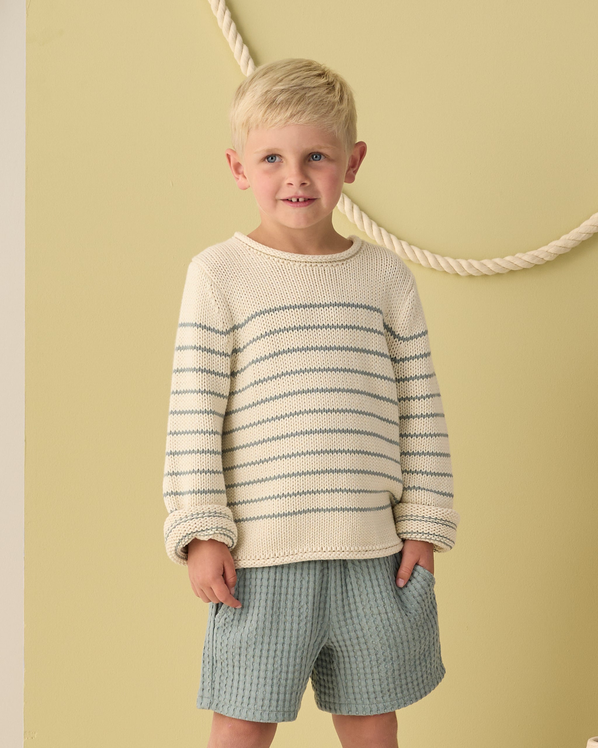 Jacques Sweater Sea Green Stripe - Rylee + Cru | Kids Clothes | Trendy Baby Clothes | Modern Infant Outfits |