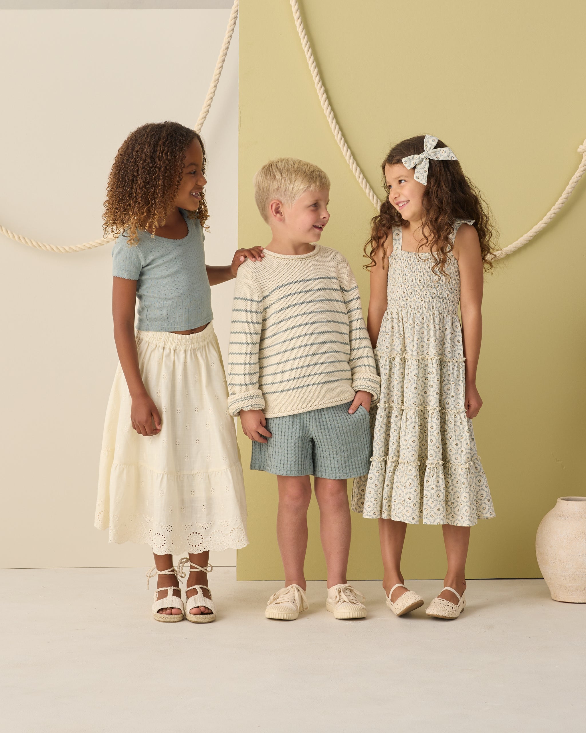 Jacques Sweater Sea Green Stripe - Rylee + Cru | Kids Clothes | Trendy Baby Clothes | Modern Infant Outfits |