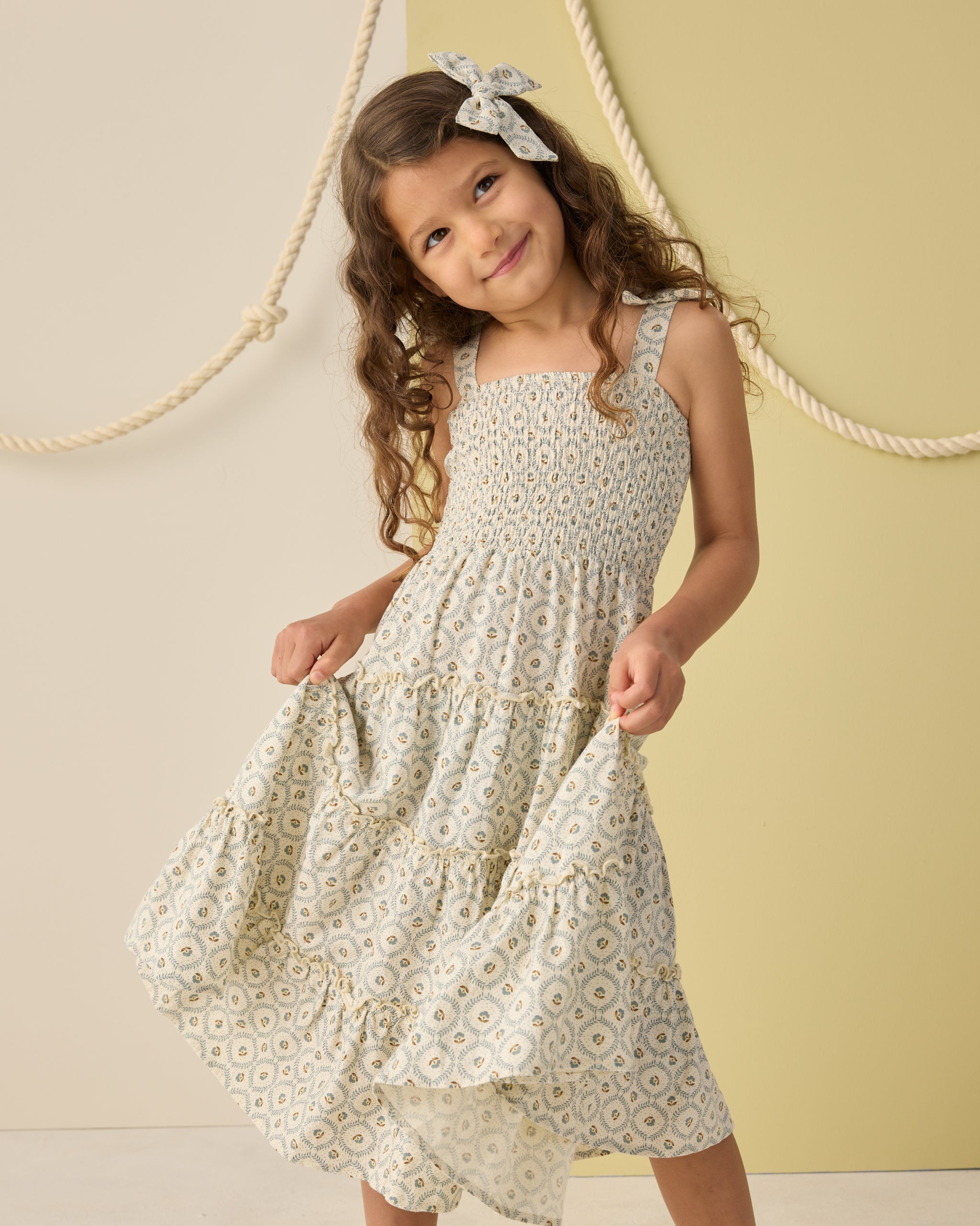 Taylor Dress Green Fleur - Rylee + Cru | Kids Clothes | Trendy Baby Clothes | Modern Infant Outfits |