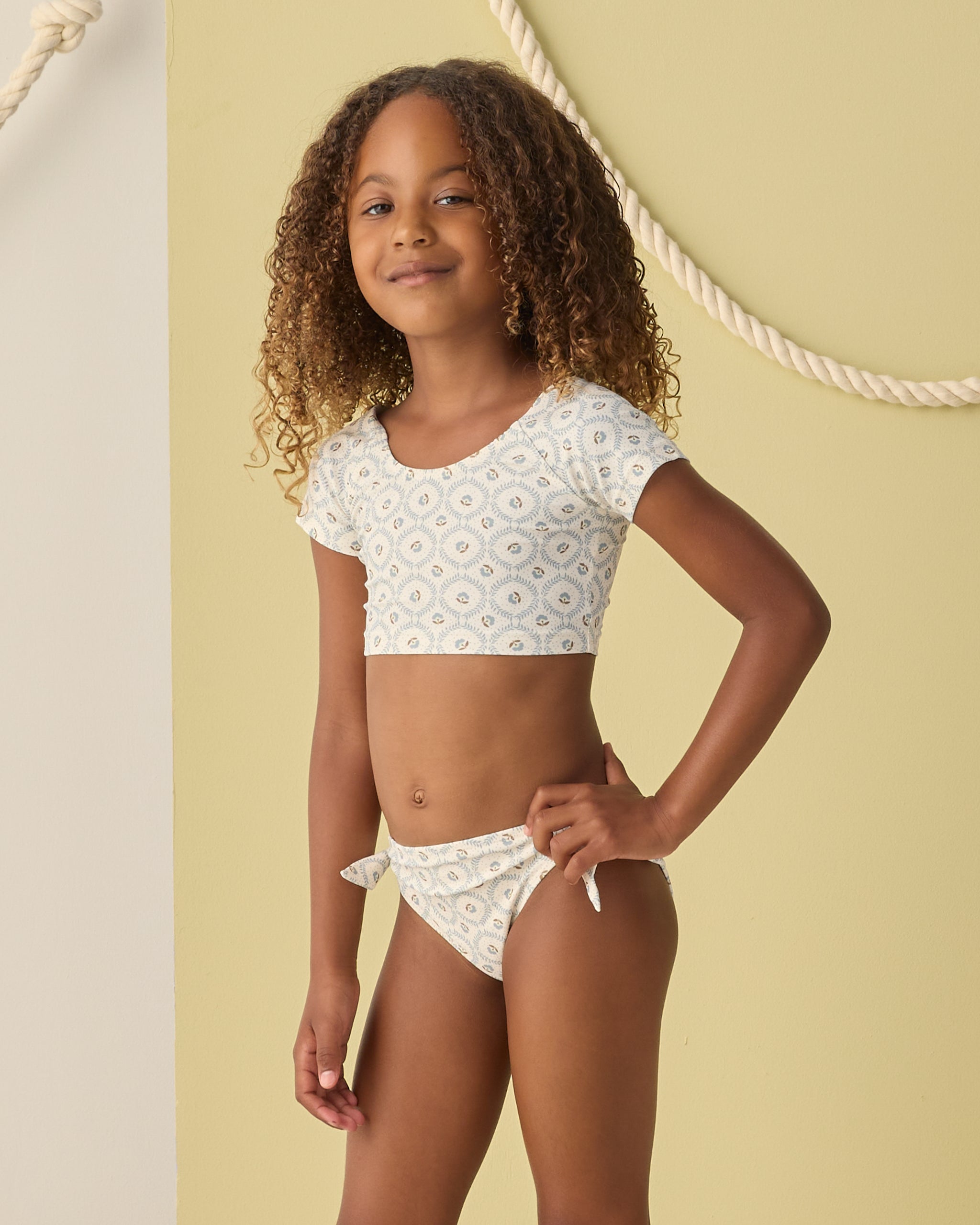 Cropped Rashguard Set Green Fleur - Rylee + Cru | Kids Clothes | Trendy Baby Clothes | Modern Infant Outfits |