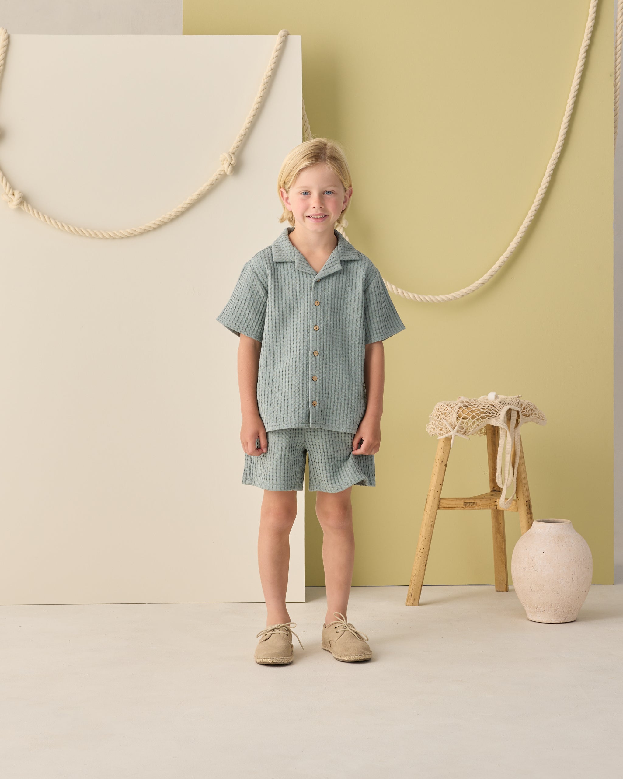 Lapel Collar Shirt Sea Green - Rylee + Cru | Kids Clothes | Trendy Baby Clothes | Modern Infant Outfits |