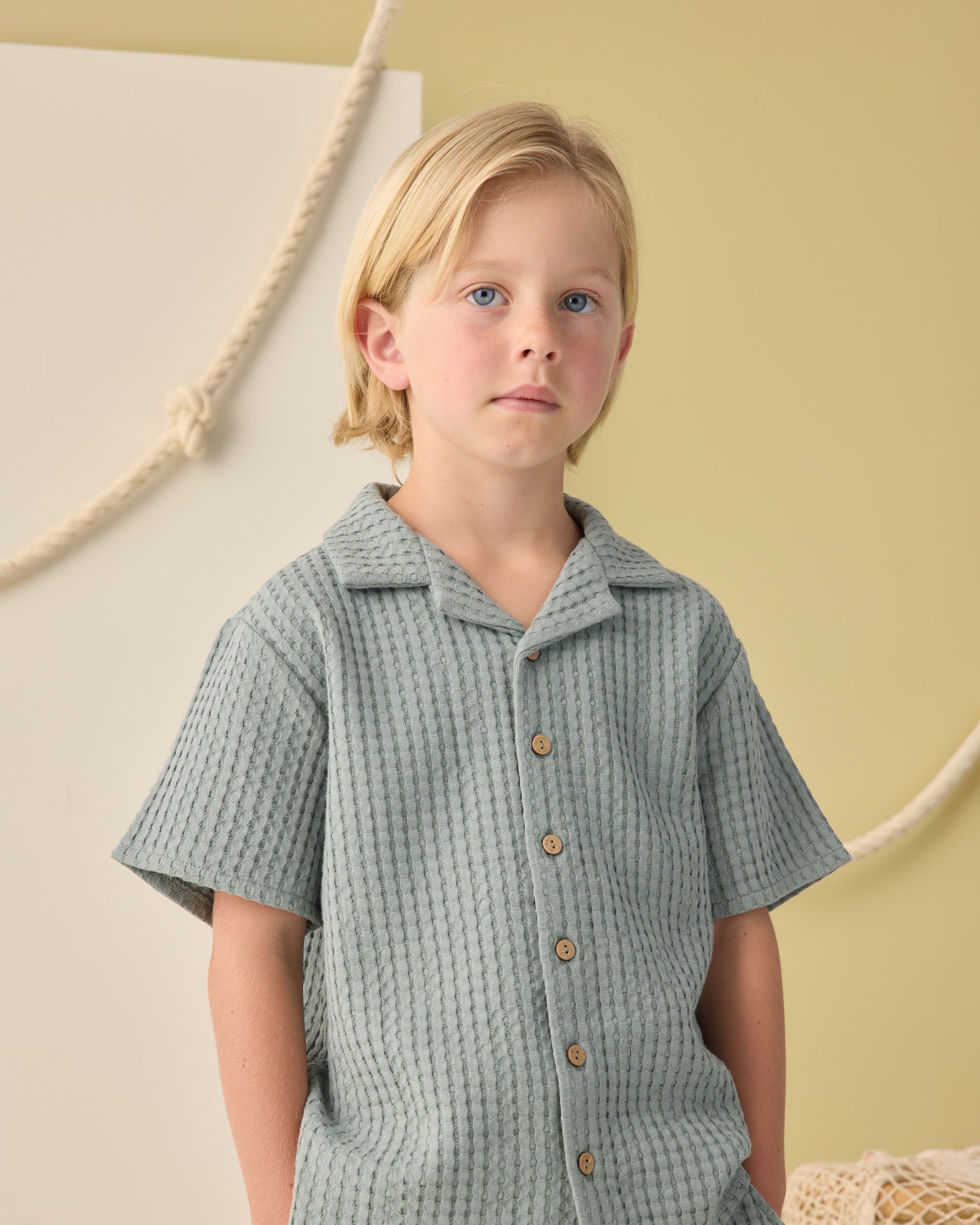 Lapel Collar Shirt Sea Green - Rylee + Cru | Kids Clothes | Trendy Baby Clothes | Modern Infant Outfits |