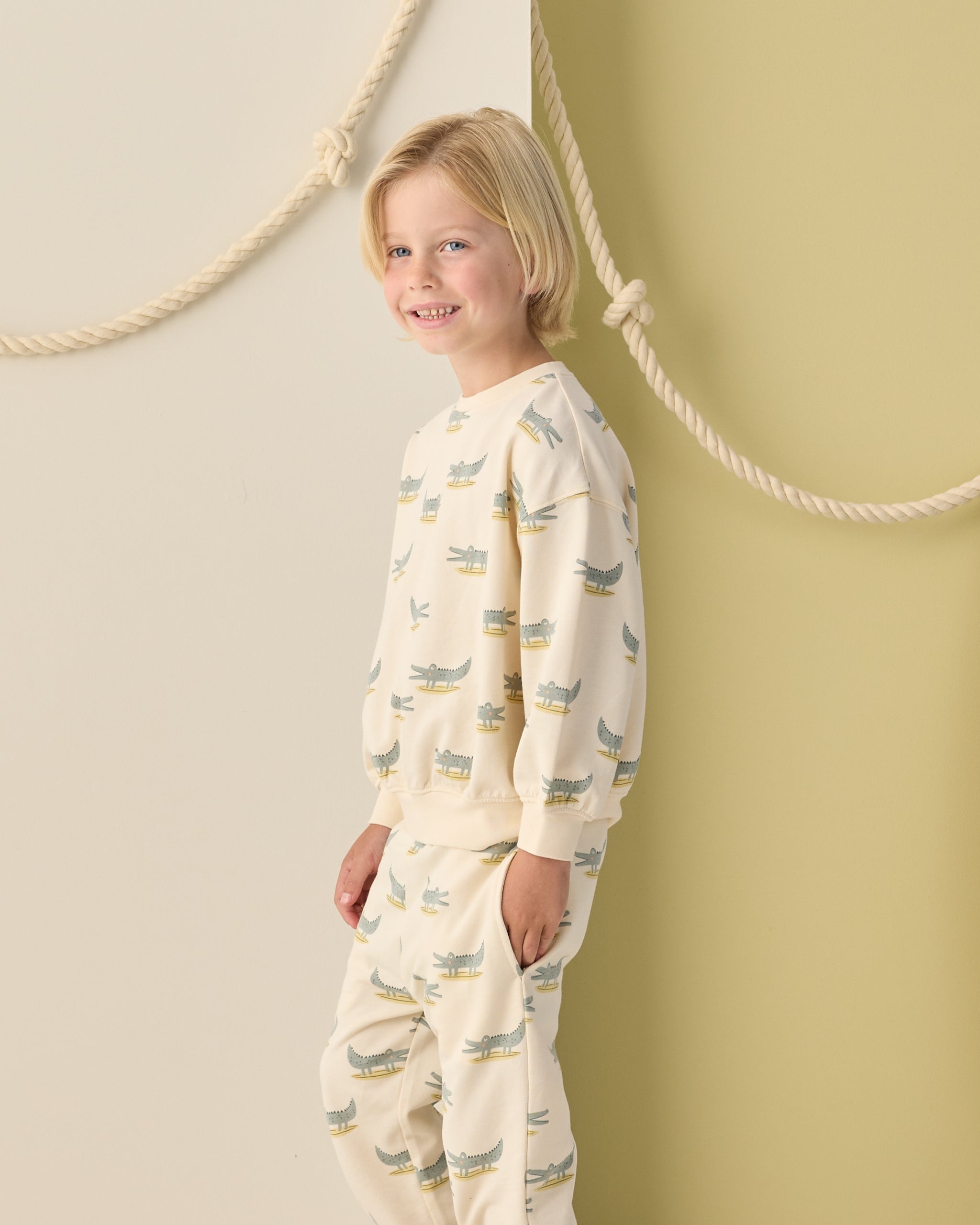 Relaxed Sweatshirt Alligators - Rylee + Cru | Kids Clothes | Trendy Baby Clothes | Modern Infant Outfits |