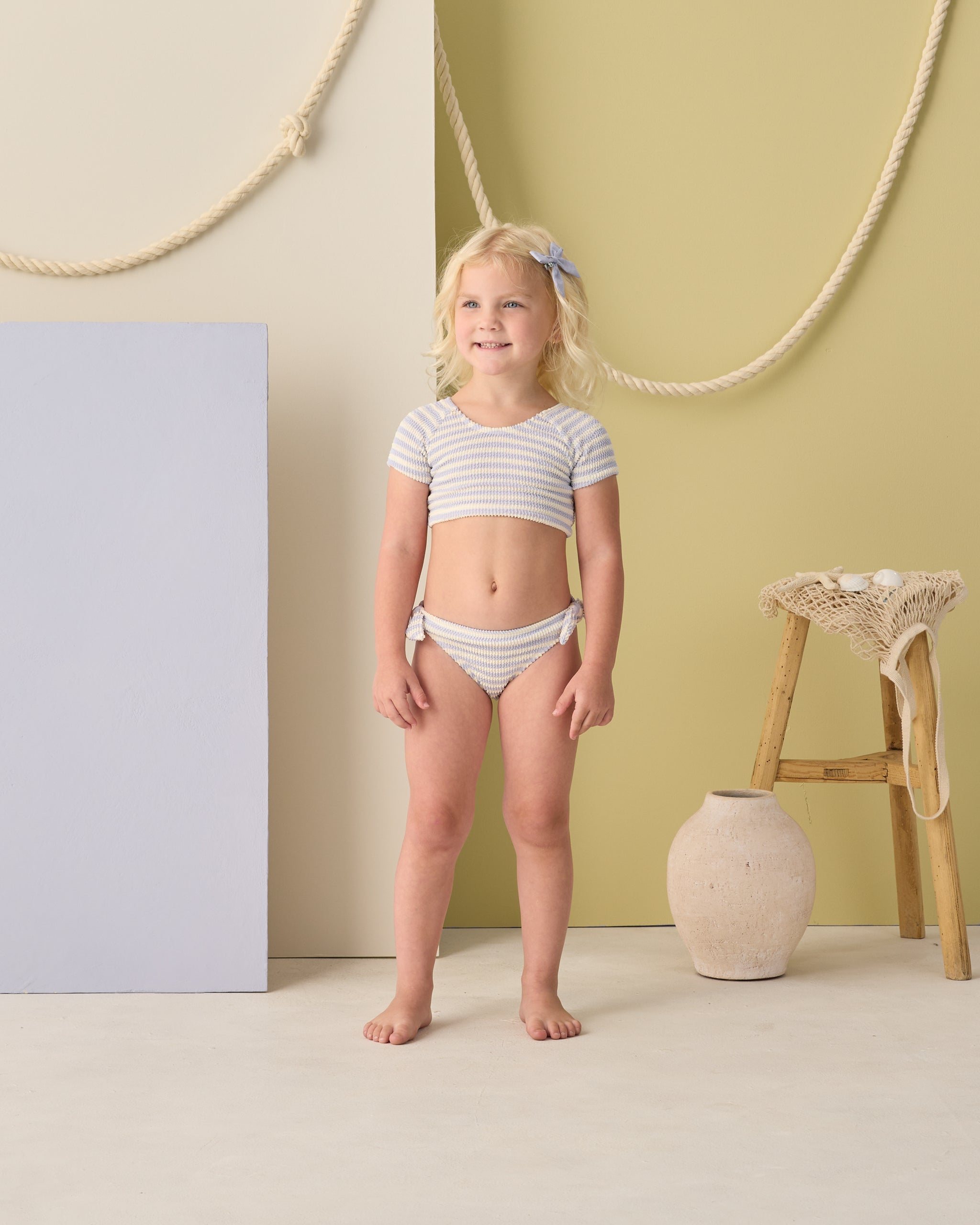 Cropped Rashguard Set Periwinkle Stripe - Rylee + Cru | Kids Clothes | Trendy Baby Clothes | Modern Infant Outfits |