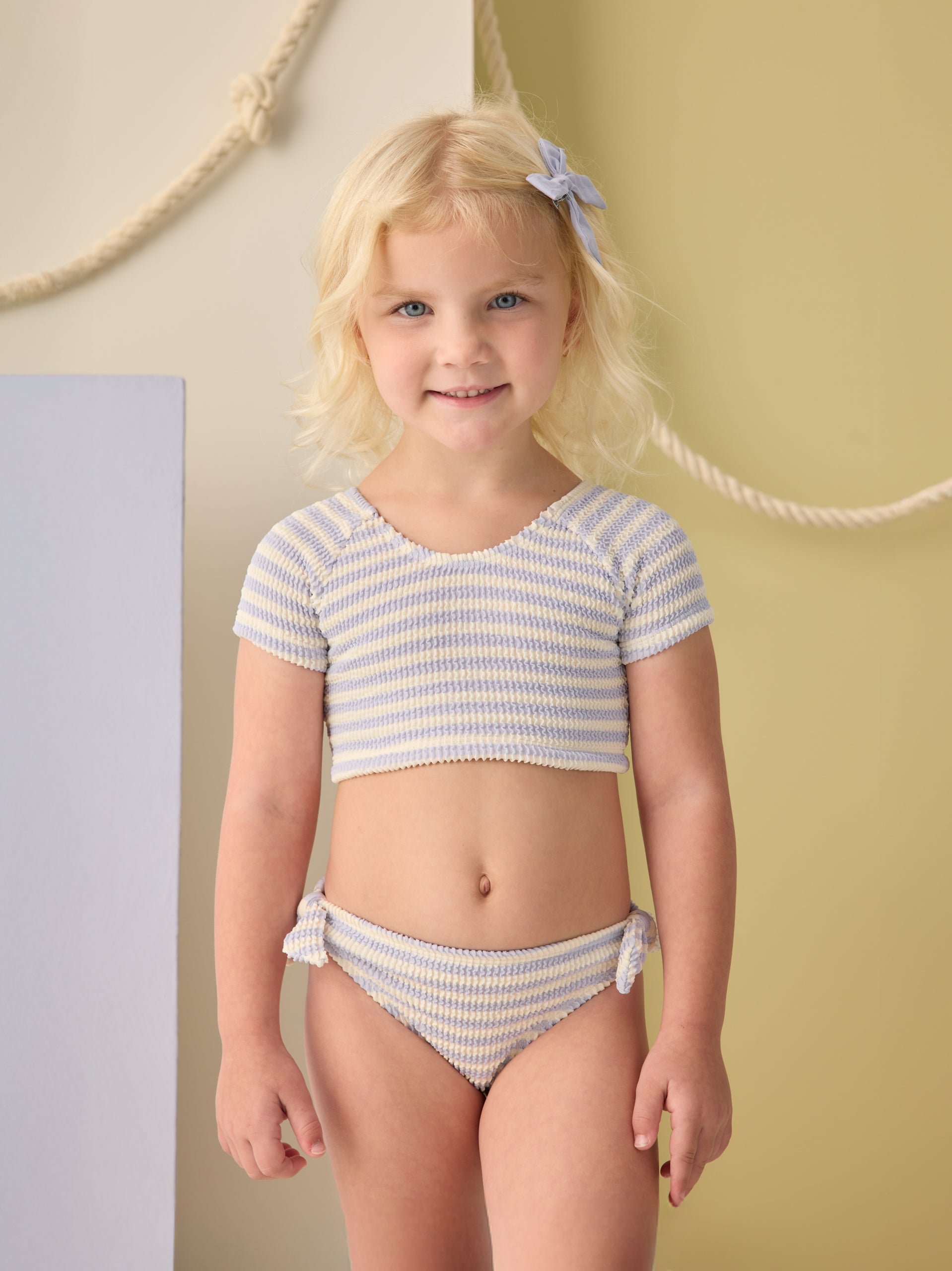 Cropped Rashguard Set Periwinkle Stripe - Rylee + Cru | Kids Clothes | Trendy Baby Clothes | Modern Infant Outfits |