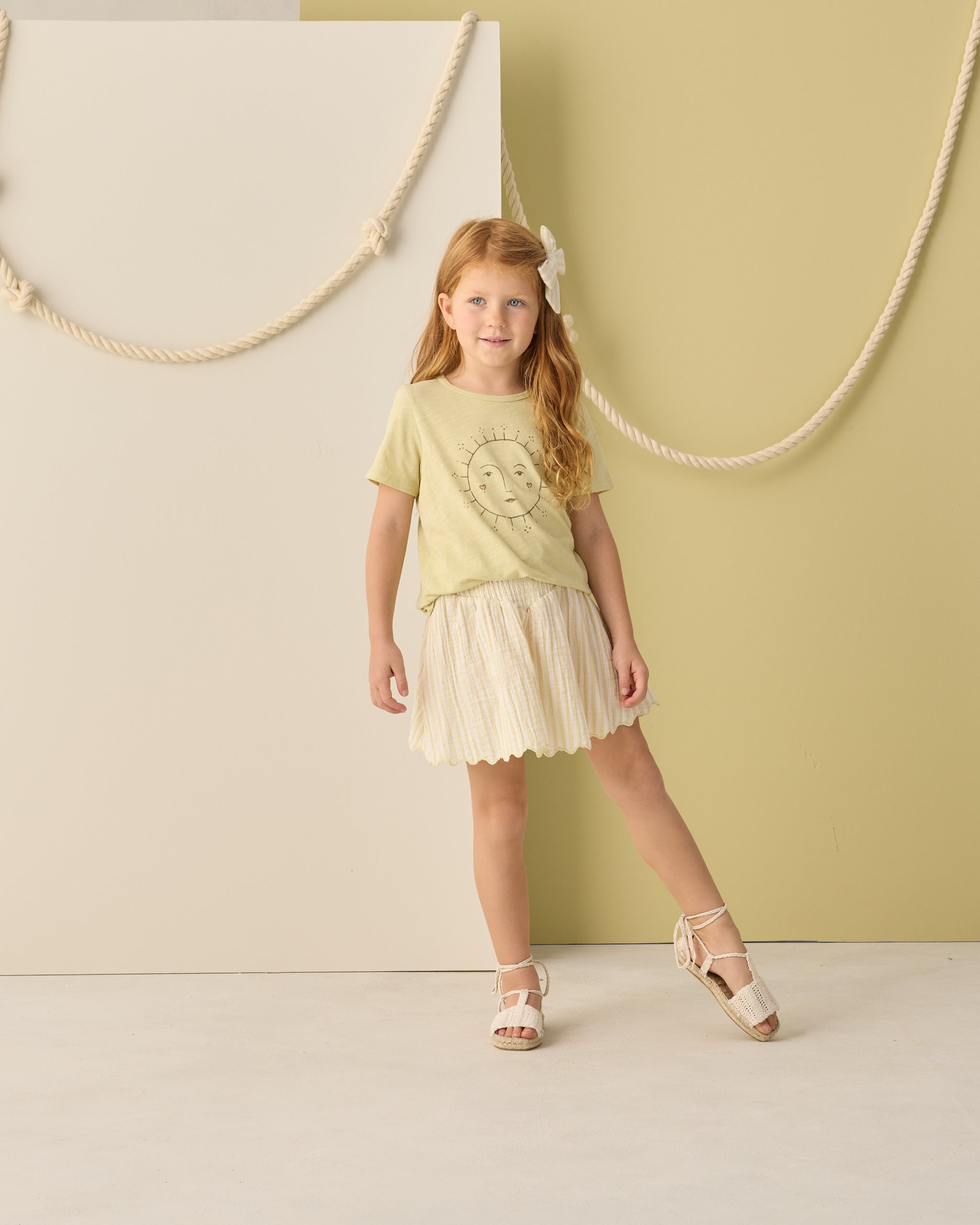 Smocked V Mini Skirt Citron Stripe - Rylee + Cru | Kids Clothes | Trendy Baby Clothes | Modern Infant Outfits |