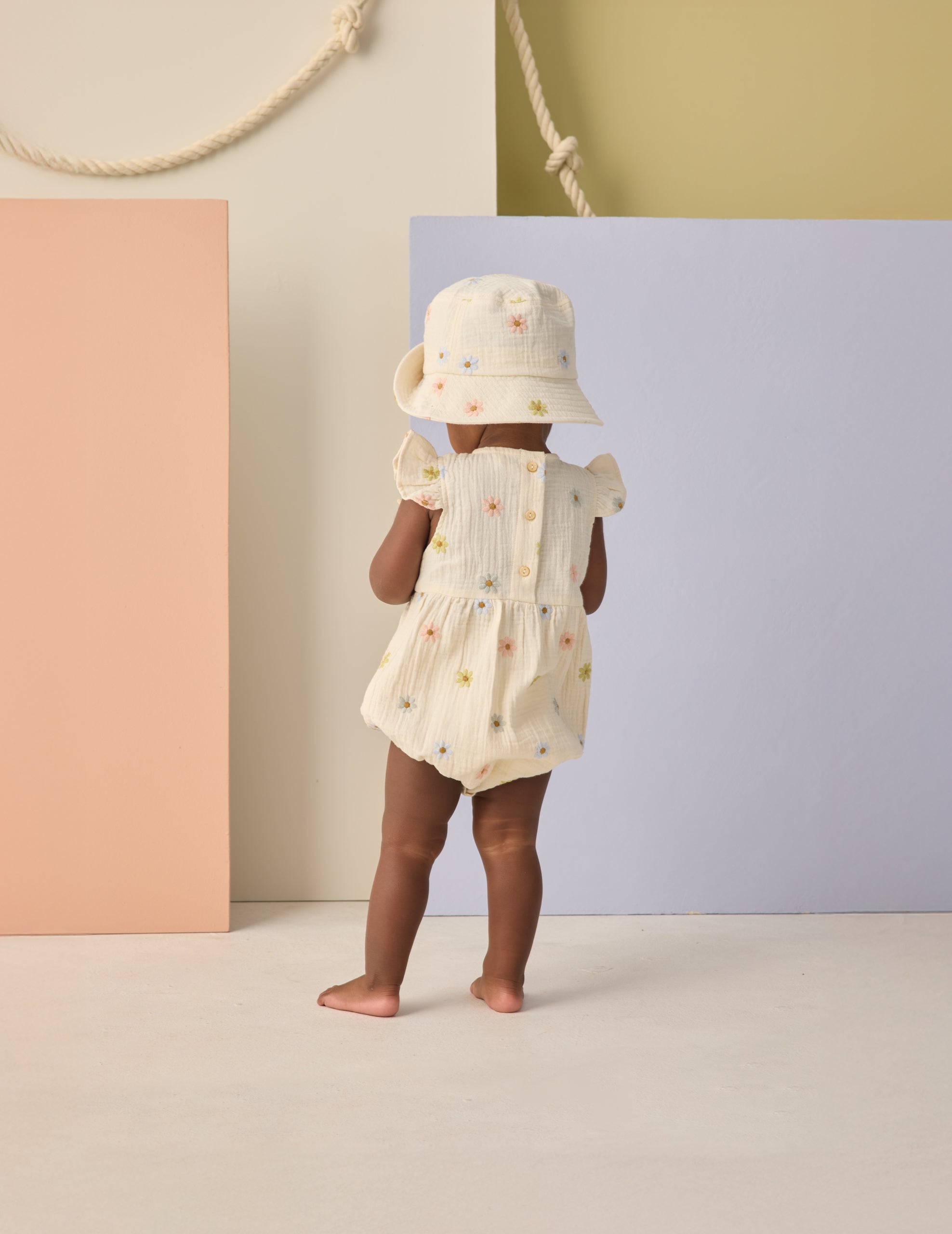 Amelia Romper Embroidered Daisies - Rylee + Cru | Kids Clothes | Trendy Baby Clothes | Modern Infant Outfits |