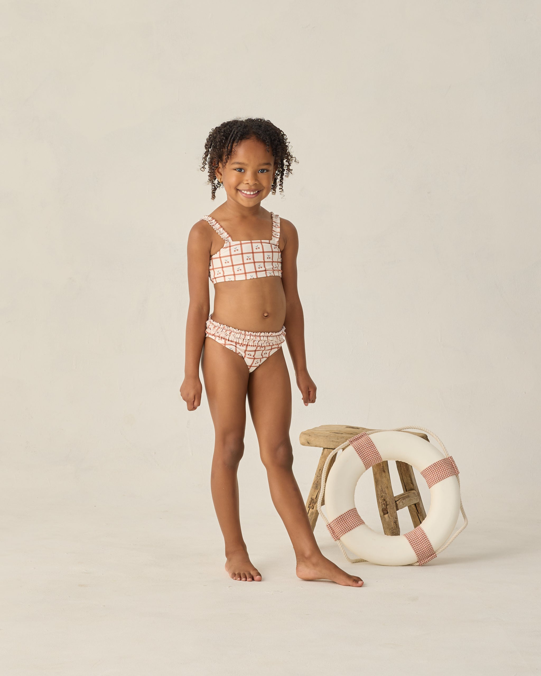 Rouched Bikini Cherry Check - Rylee + Cru | Kids Clothes | Trendy Baby Clothes | Modern Infant Outfits |