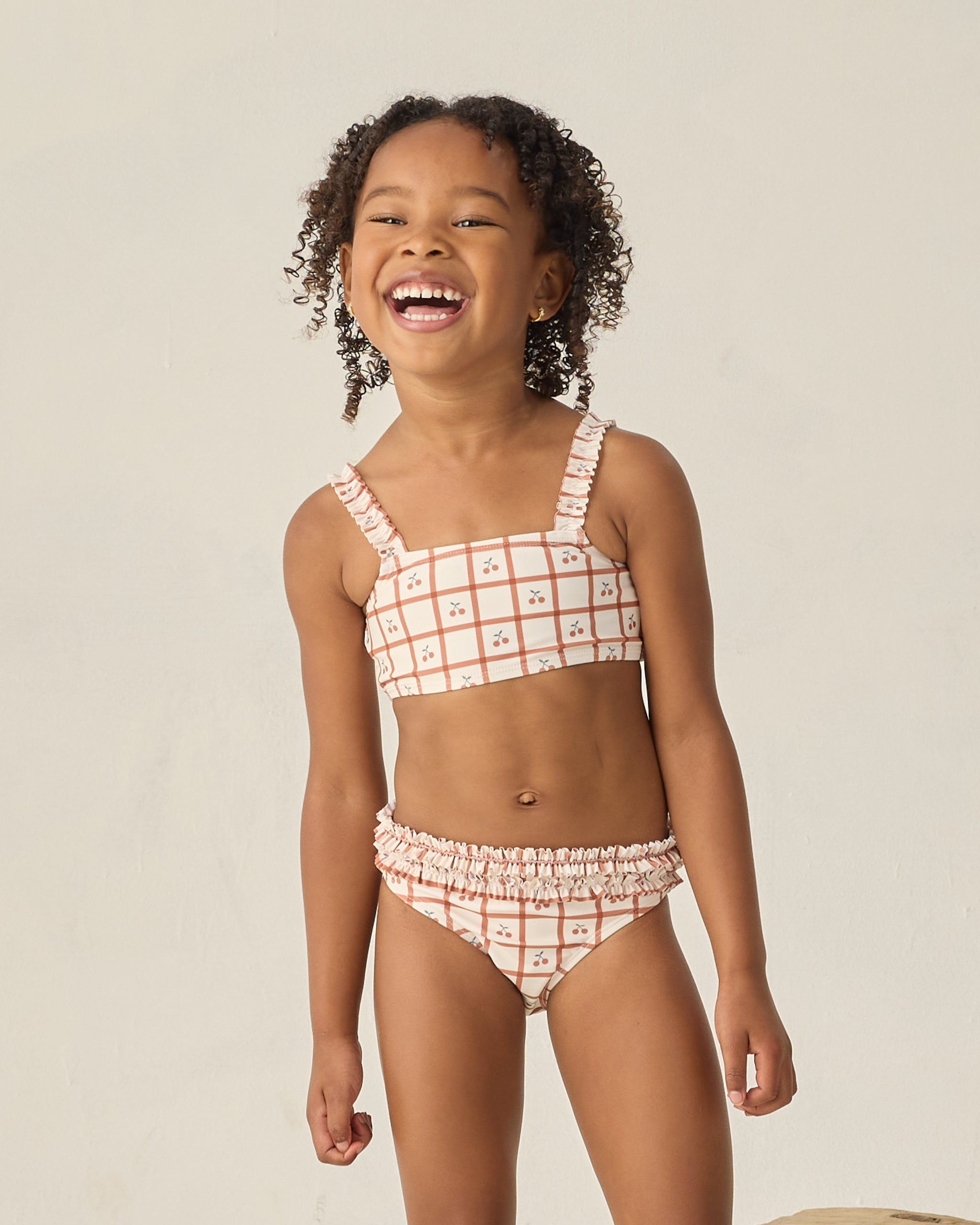 Rouched Bikini Cherry Check - Rylee + Cru | Kids Clothes | Trendy Baby Clothes | Modern Infant Outfits |