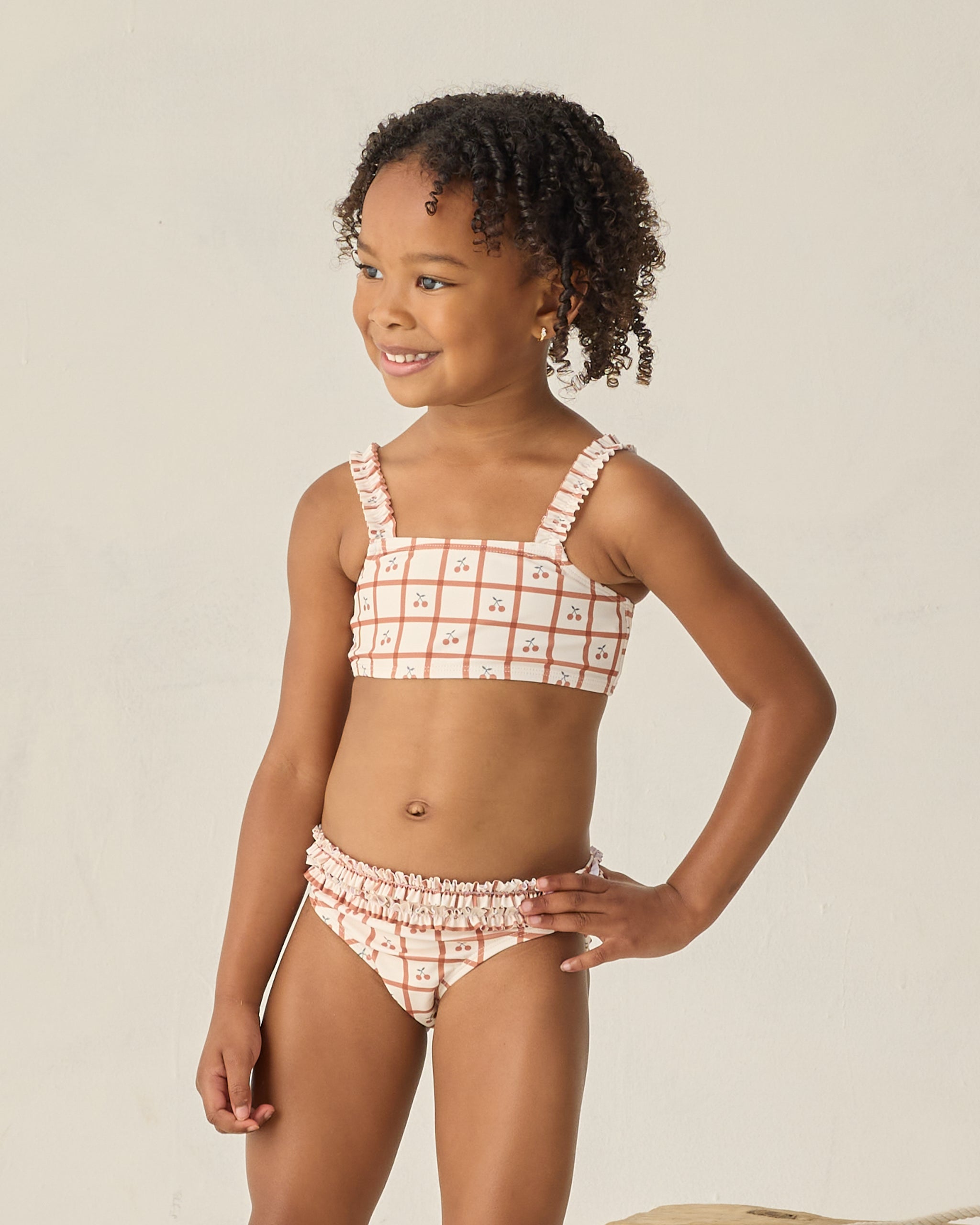 Rouched Bikini Cherry Check - Rylee + Cru | Kids Clothes | Trendy Baby Clothes | Modern Infant Outfits |