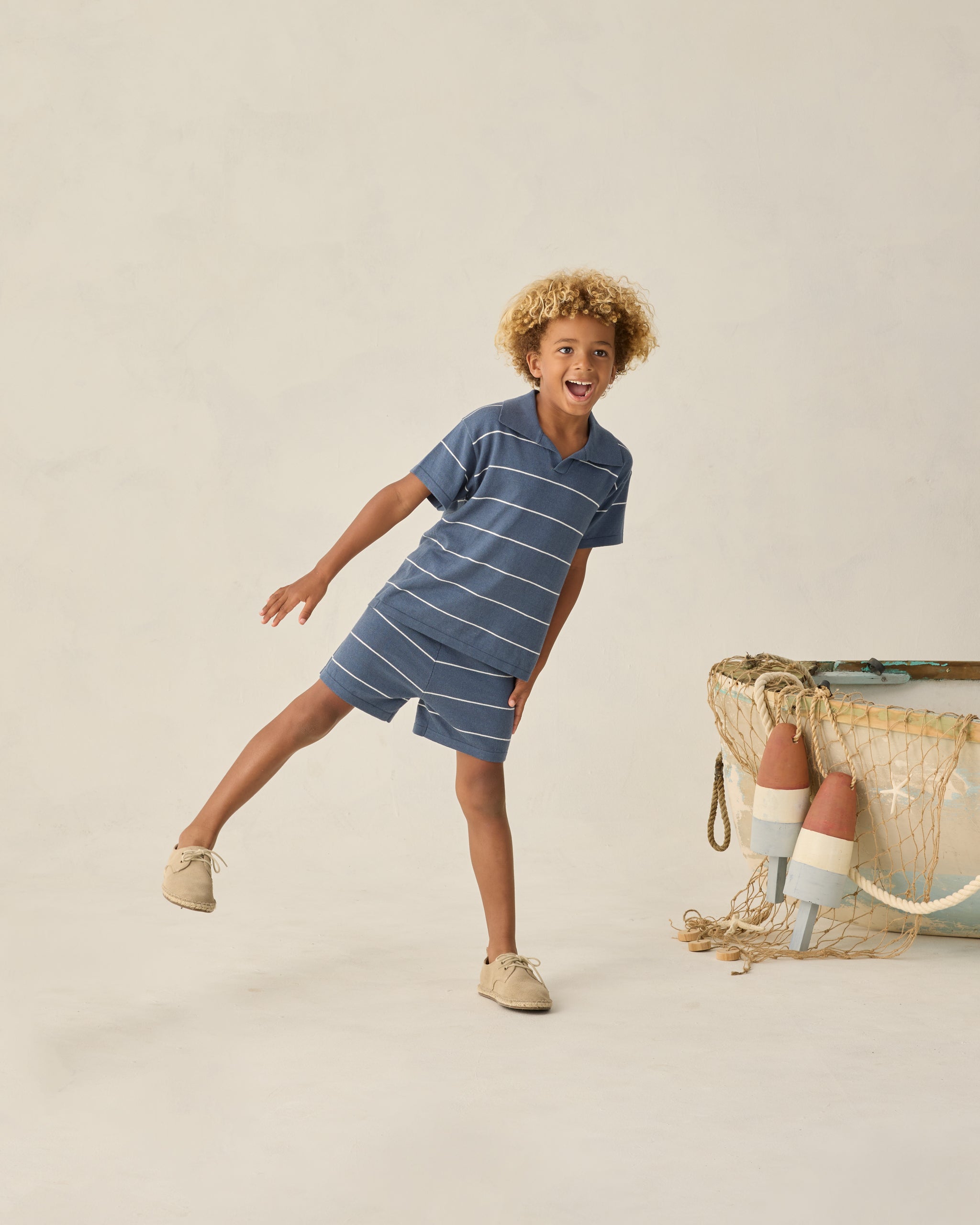 Chandler Knit Short Navy Stripe - Rylee + Cru | Kids Clothes | Trendy Baby Clothes | Modern Infant Outfits |