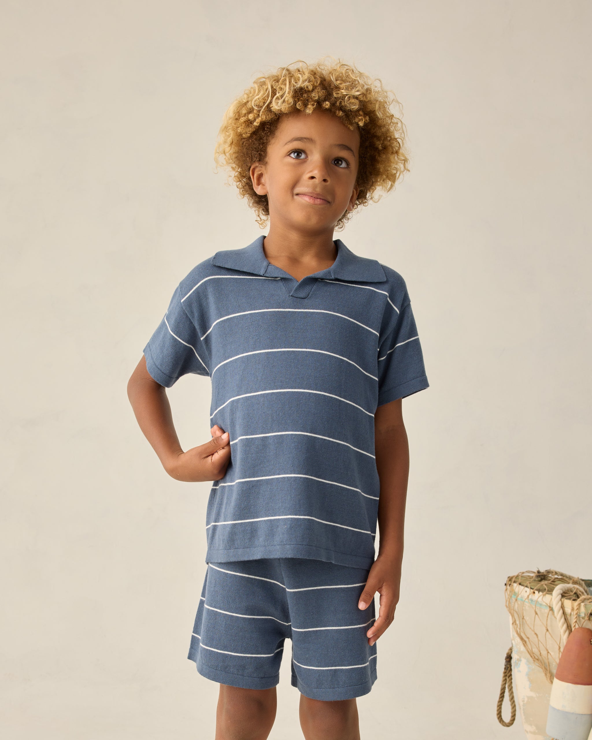 Chandler Knit Short Navy Stripe - Rylee + Cru | Kids Clothes | Trendy Baby Clothes | Modern Infant Outfits |