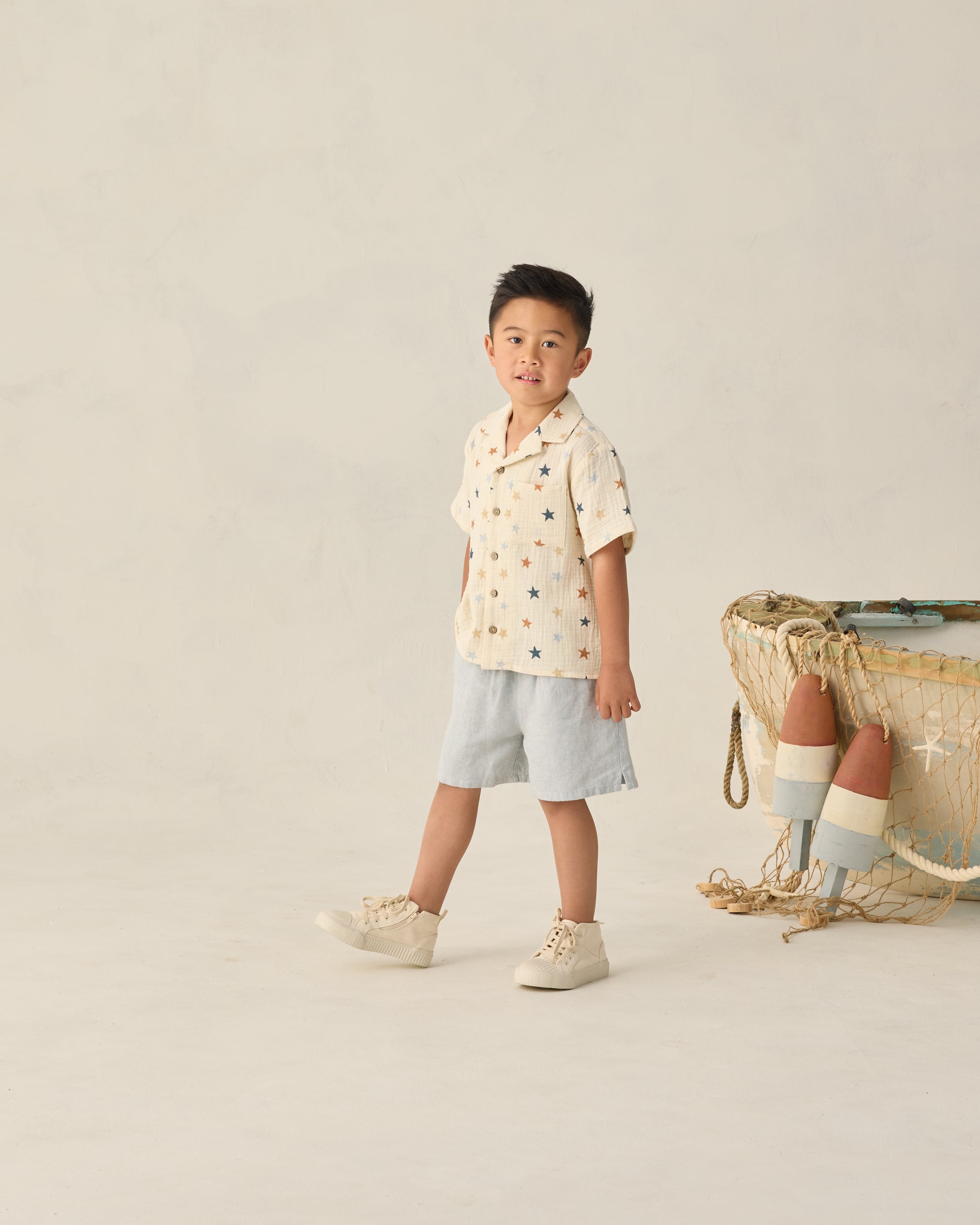 Lapel Collar Shirt Stars - Rylee + Cru | Kids Clothes | Trendy Baby Clothes | Modern Infant Outfits |