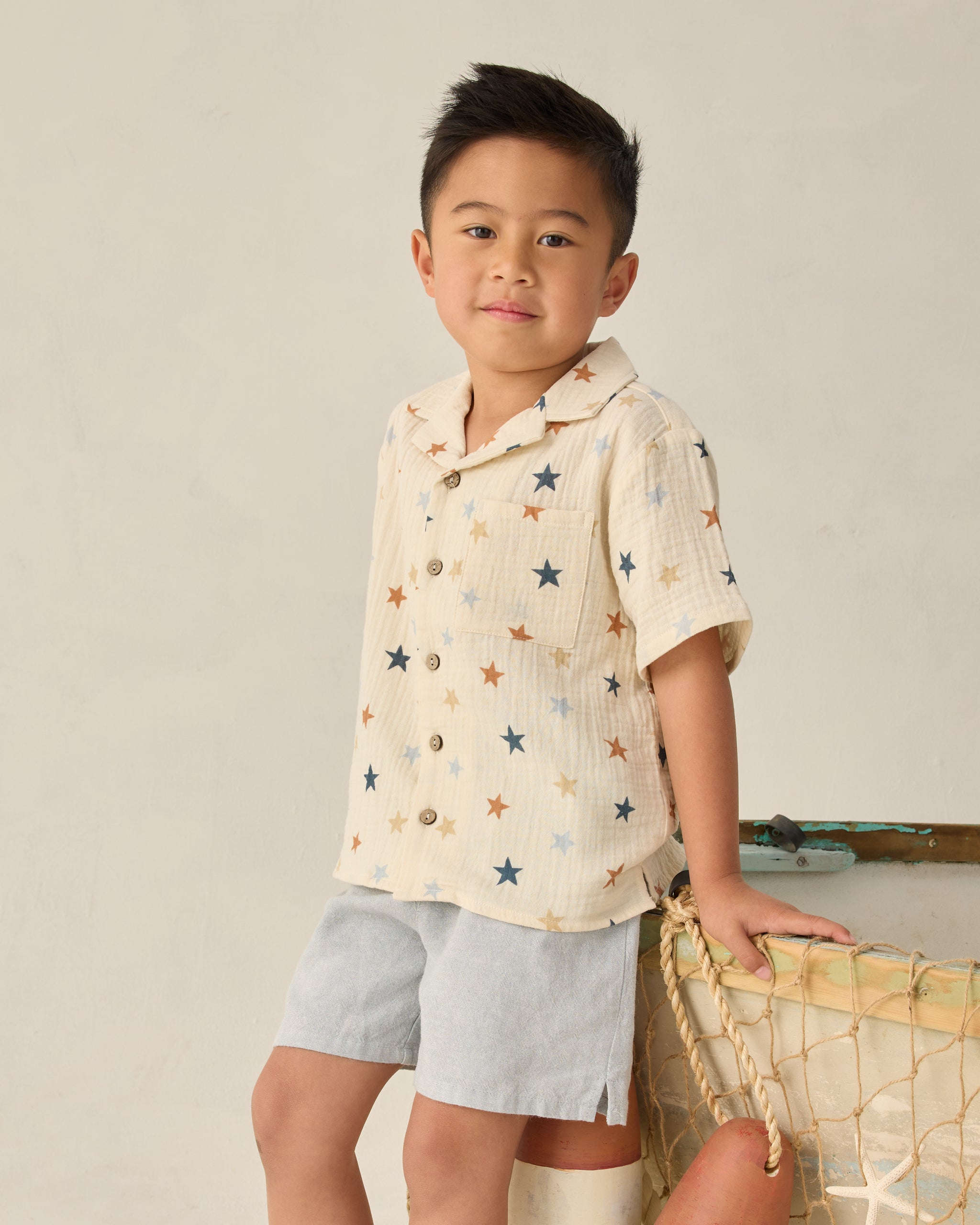Lapel Collar Shirt Stars - Rylee + Cru | Kids Clothes | Trendy Baby Clothes | Modern Infant Outfits |