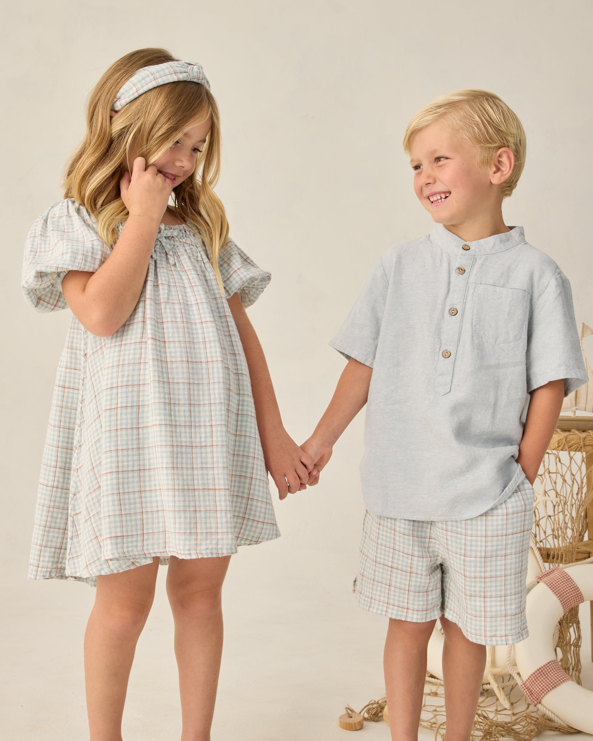 Perry Short Light Blue Plaid - Rylee + Cru | Kids Clothes | Trendy Baby Clothes | Modern Infant Outfits |