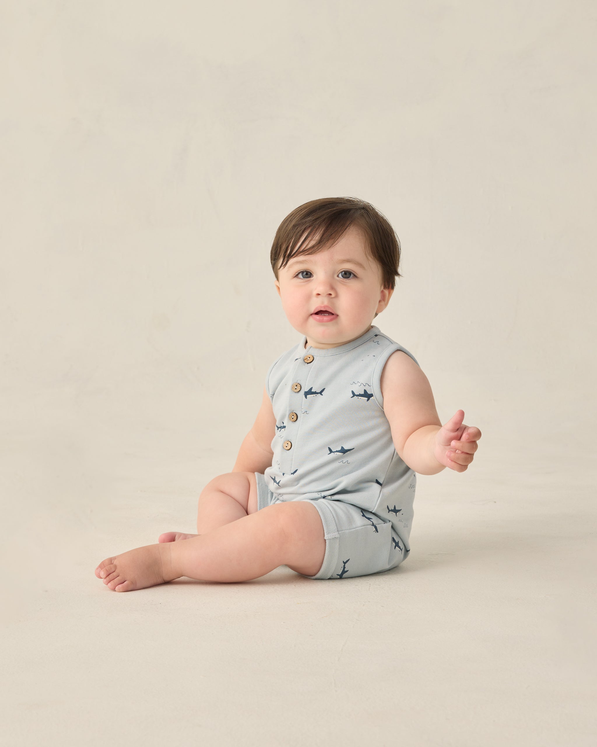Davis Romper Sharks - Rylee + Cru | Kids Clothes | Trendy Baby Clothes | Modern Infant Outfits |