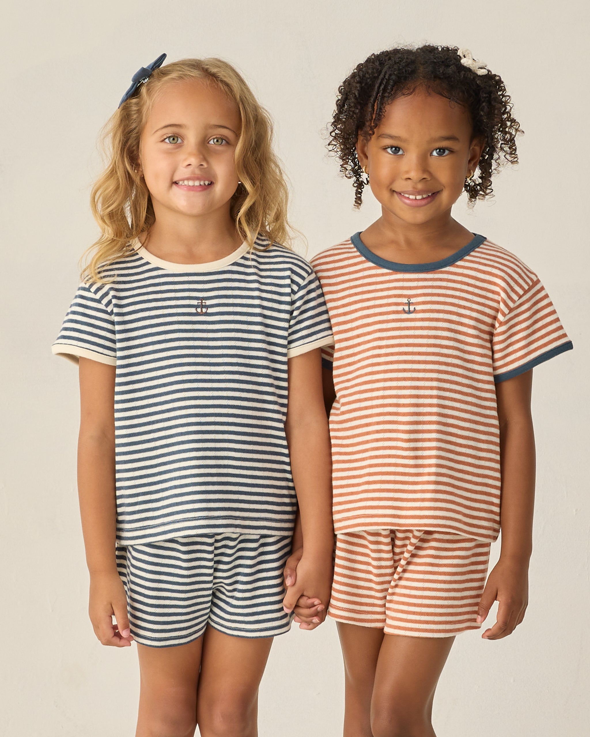 Pointelle Shorts Navy Stripe - Rylee + Cru | Kids Clothes | Trendy Baby Clothes | Modern Infant Outfits |