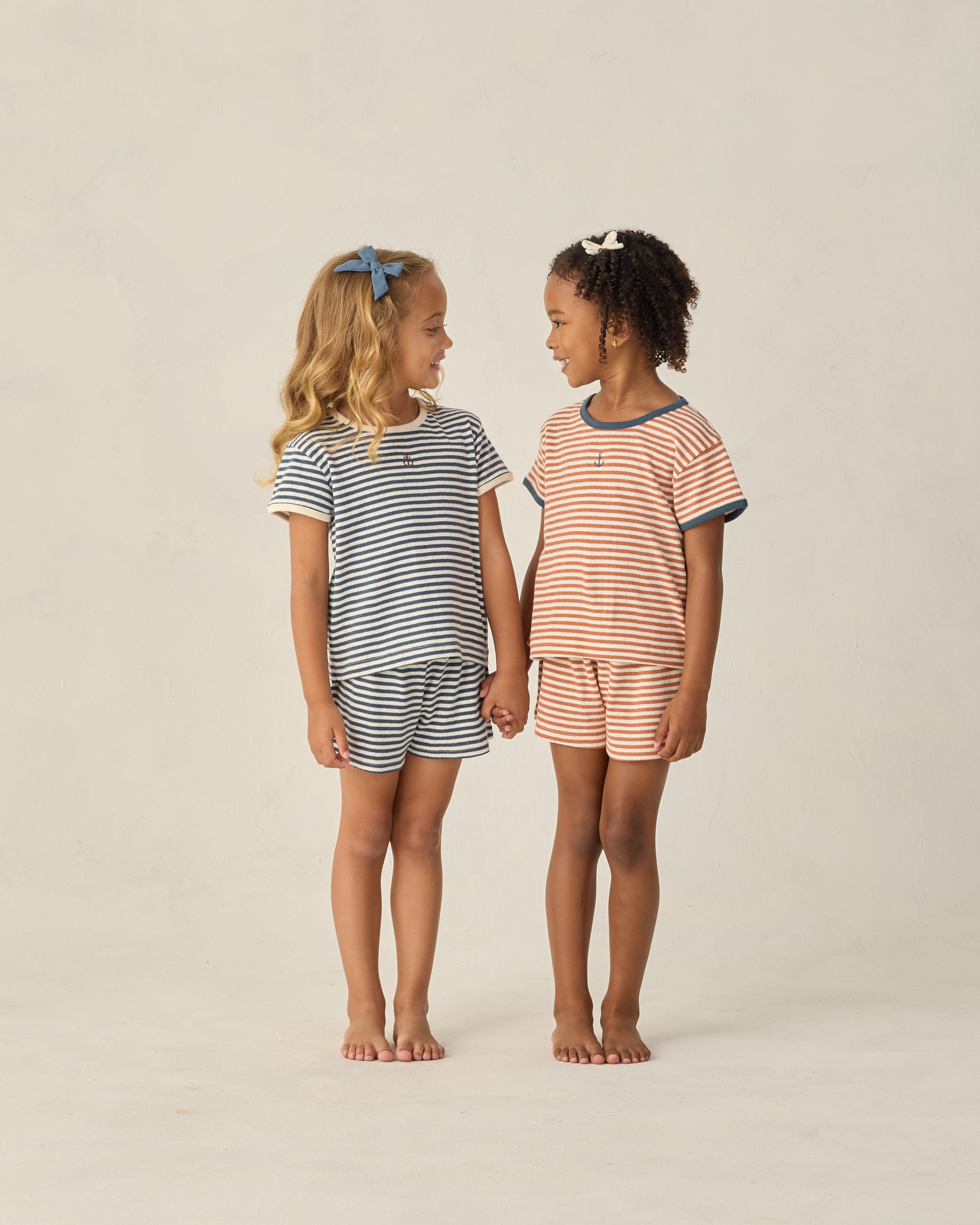 Pointelle Shorts Navy Stripe - Rylee + Cru | Kids Clothes | Trendy Baby Clothes | Modern Infant Outfits |