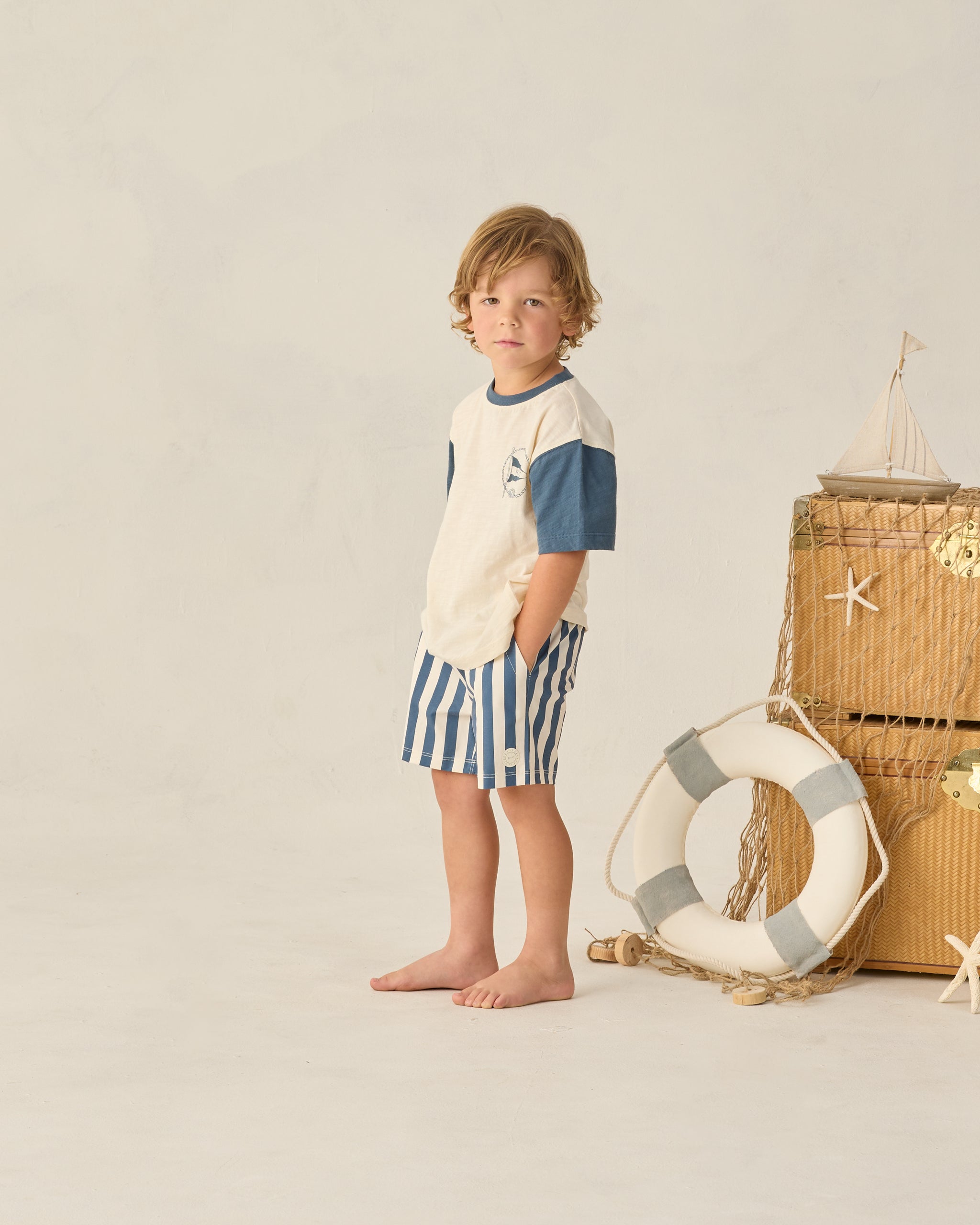 Boardshort Navy Stripe - Rylee + Cru | Kids Clothes | Trendy Baby Clothes | Modern Infant Outfits |