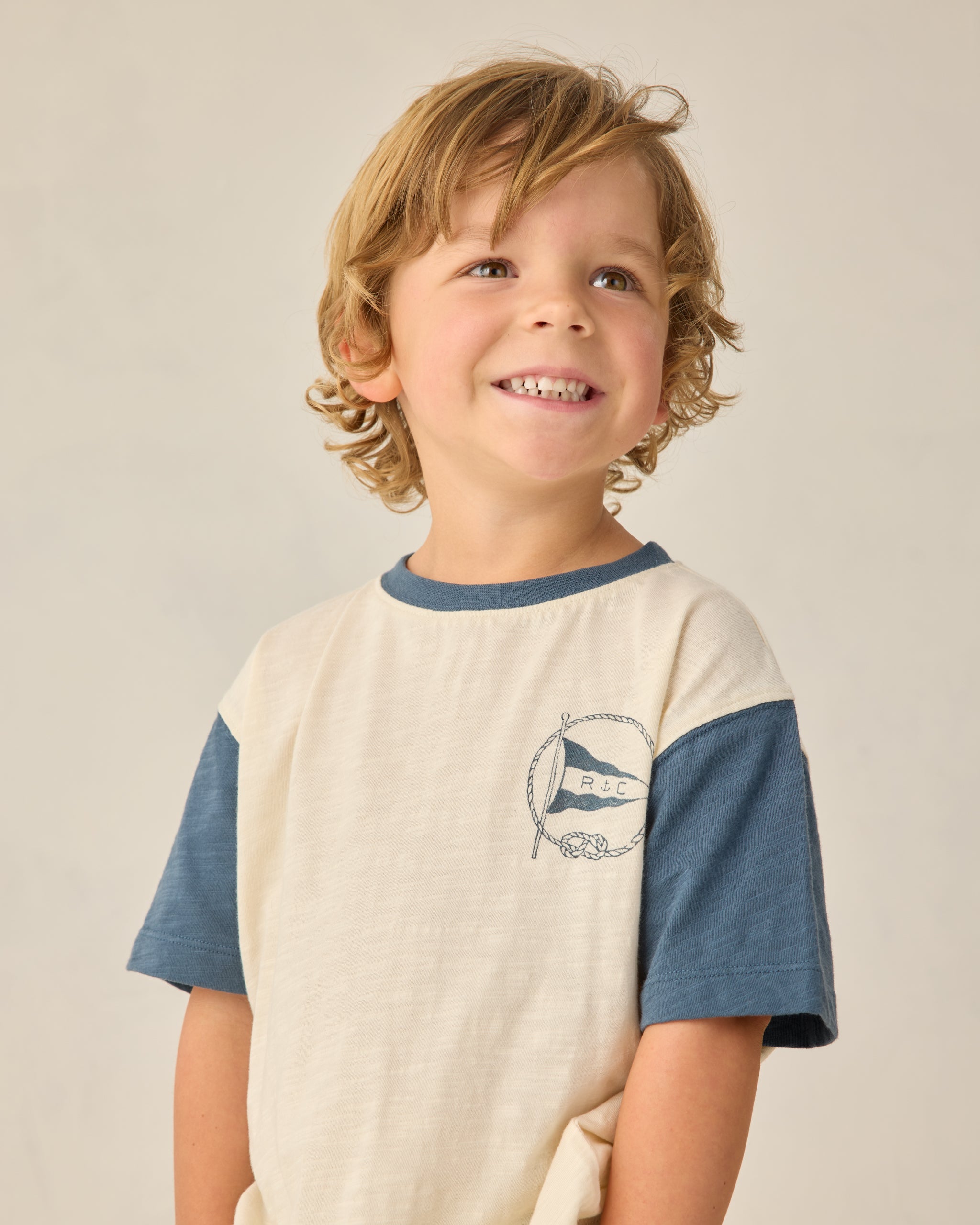 Contrast Short Sleeve Tee Nautical Flag - Rylee + Cru | Kids Clothes | Trendy Baby Clothes | Modern Infant Outfits |