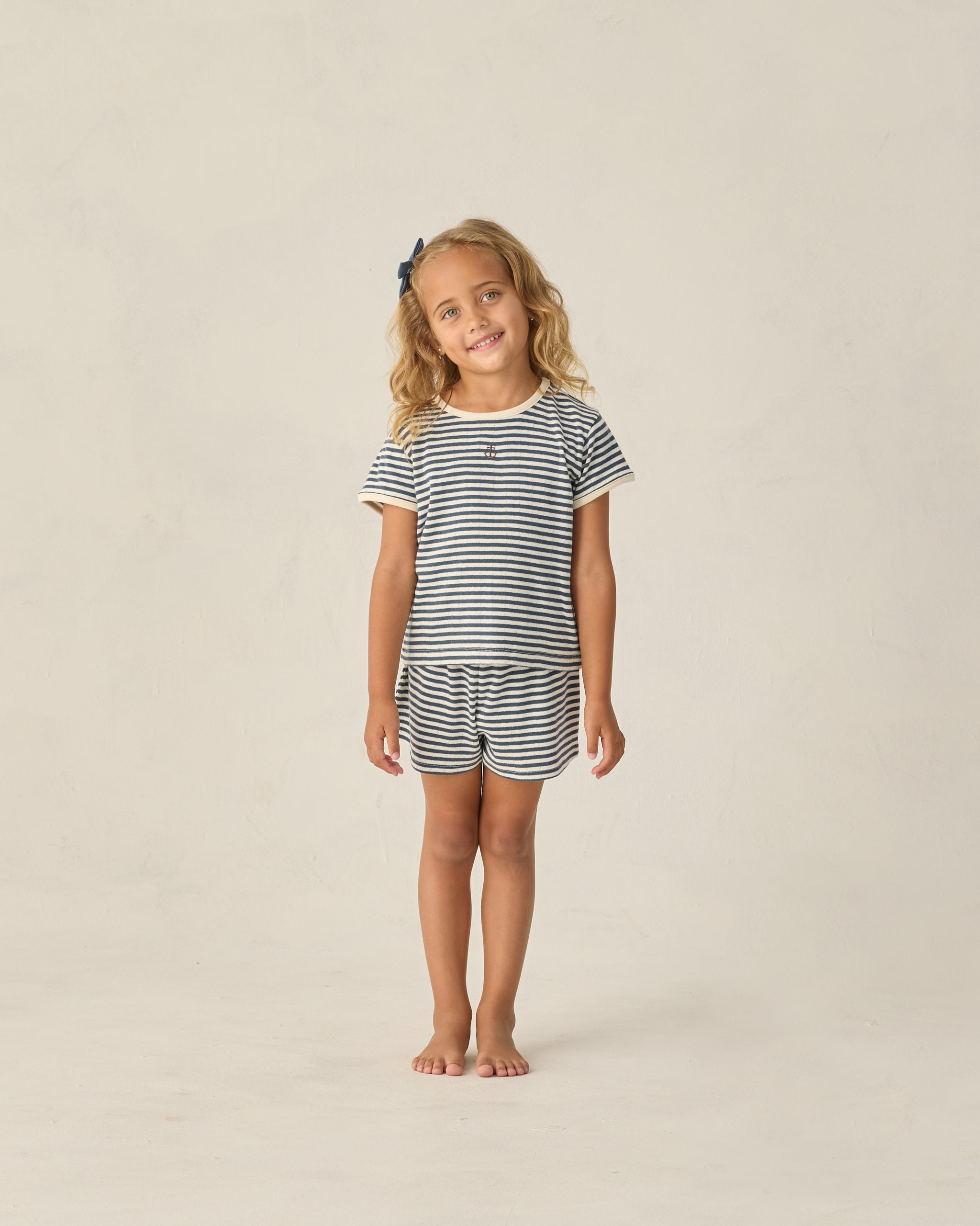 Pointelle Shorts Navy Stripe - Rylee + Cru | Kids Clothes | Trendy Baby Clothes | Modern Infant Outfits |