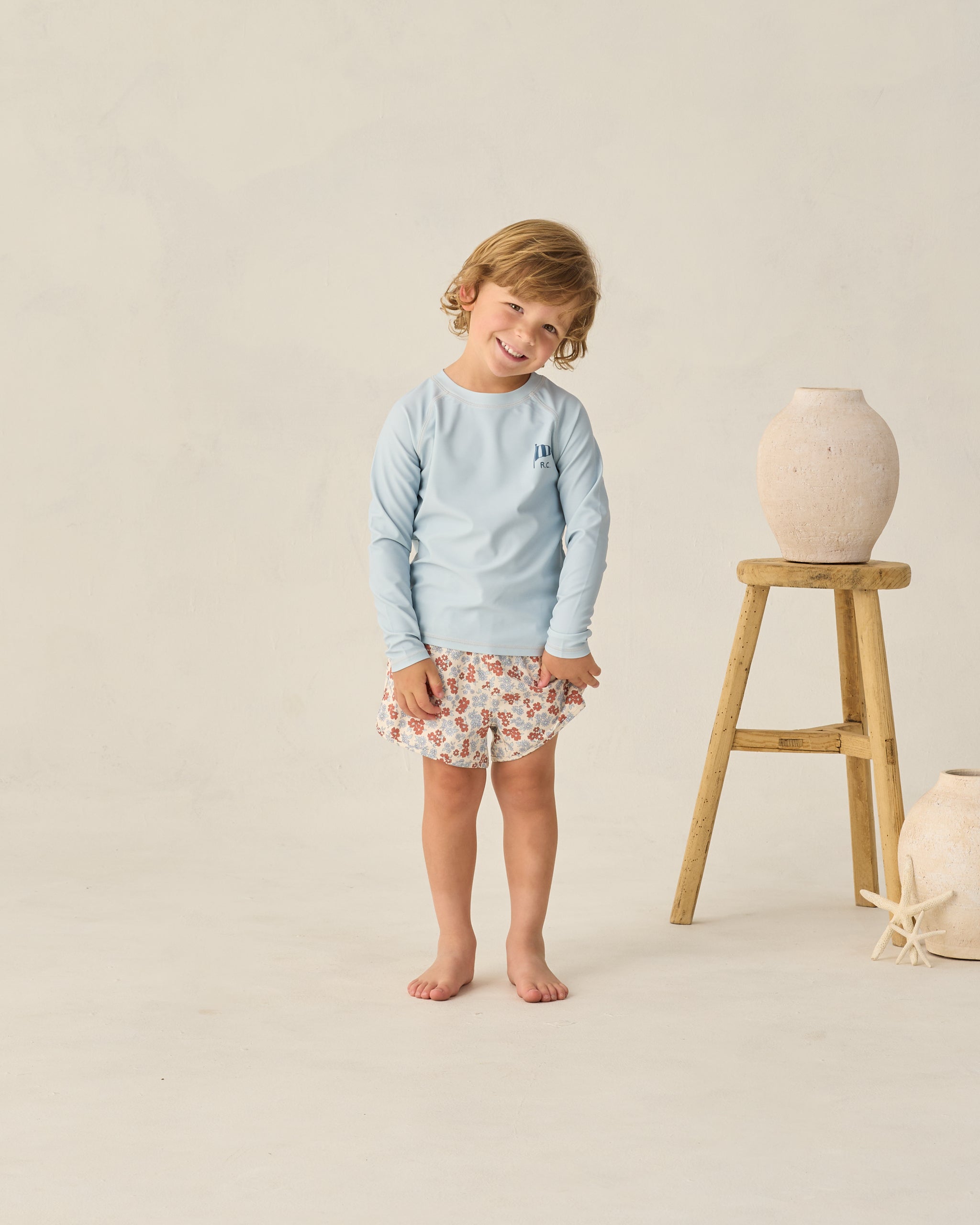 Long Sleeve Rashguard Light Blue - Rylee + Cru | Kids Clothes | Trendy Baby Clothes | Modern Infant Outfits |