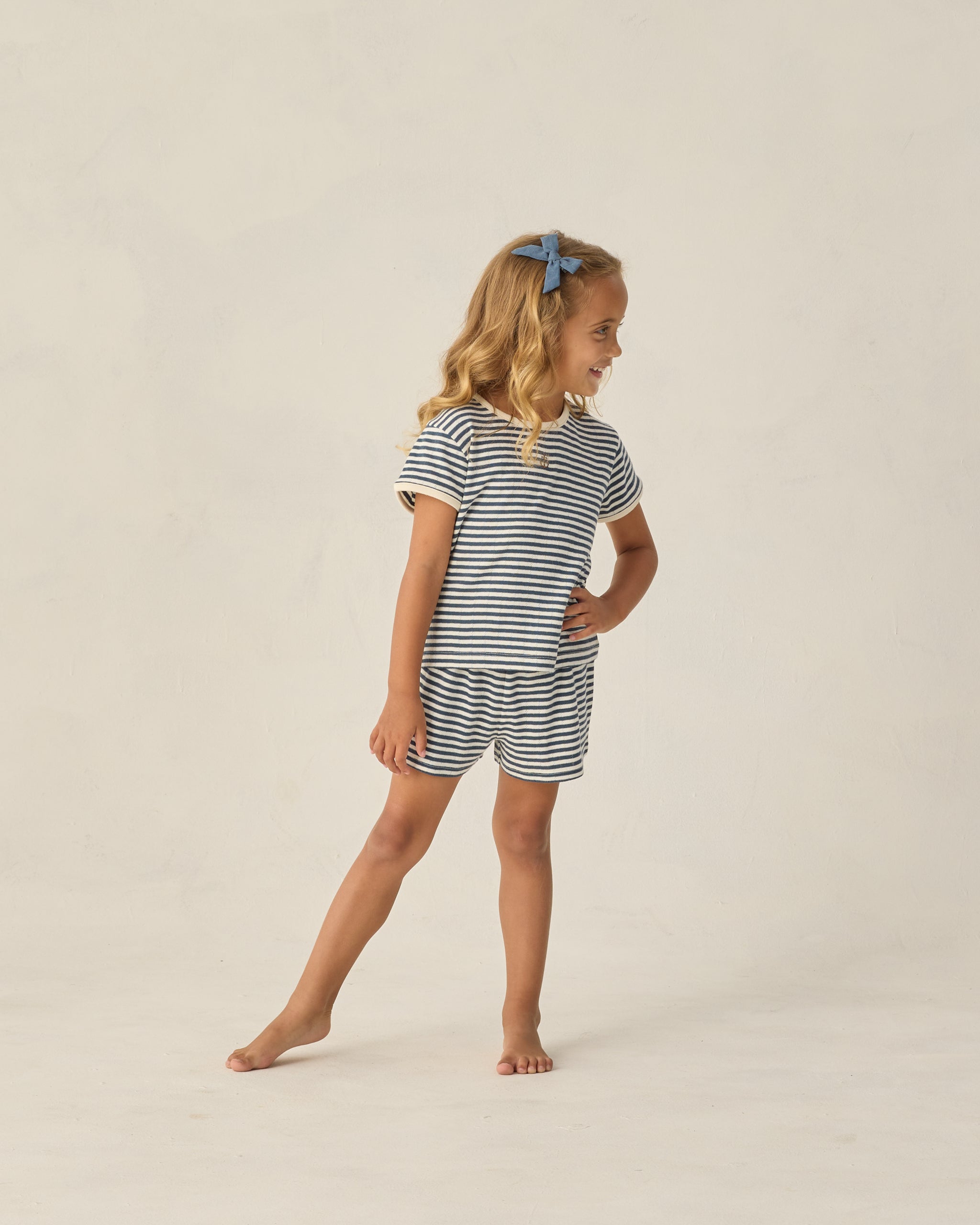 Pointelle Shorts Navy Stripe - Rylee + Cru | Kids Clothes | Trendy Baby Clothes | Modern Infant Outfits |