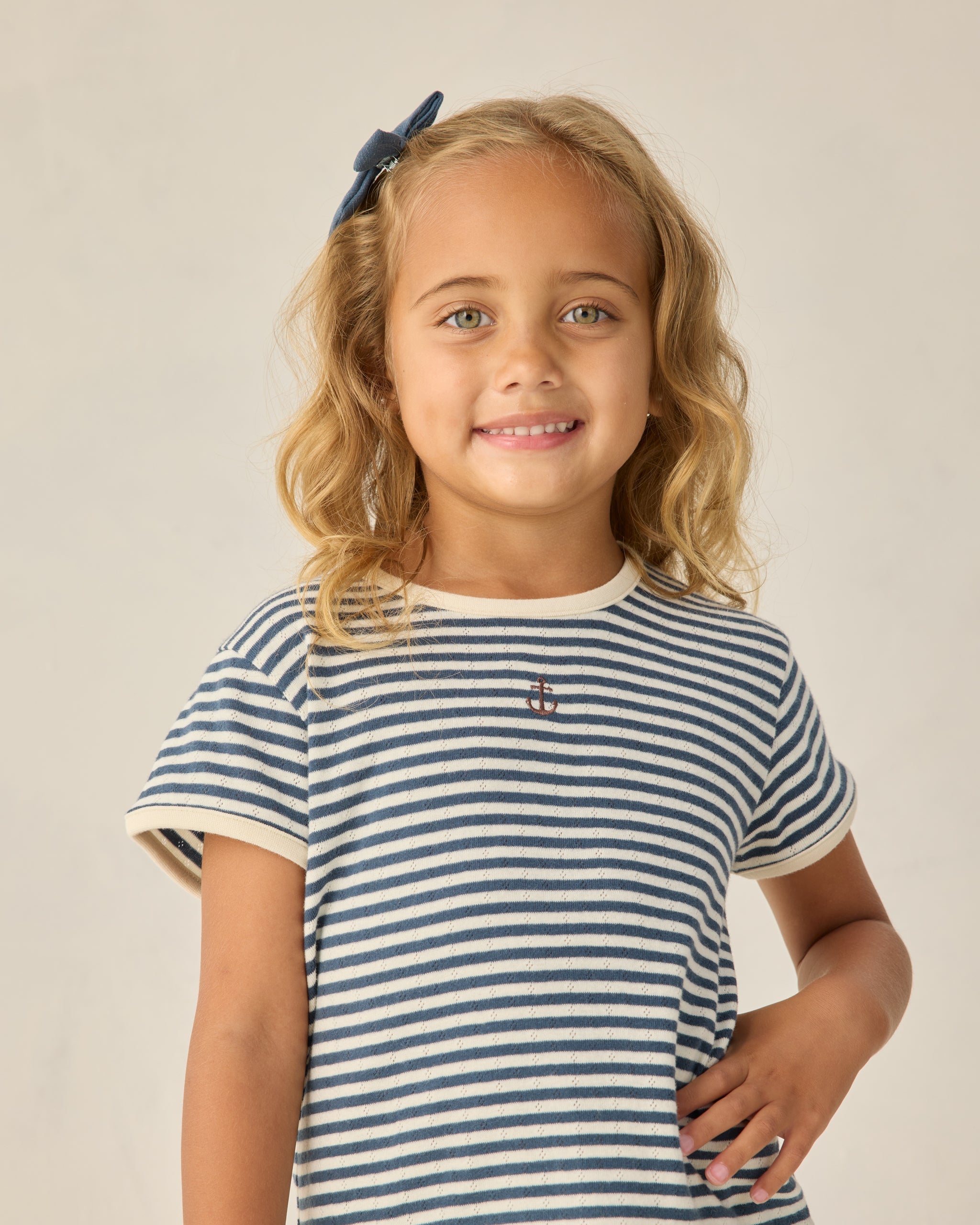 Pointelle Tee Navy Stripe - Rylee + Cru | Kids Clothes | Trendy Baby Clothes | Modern Infant Outfits |