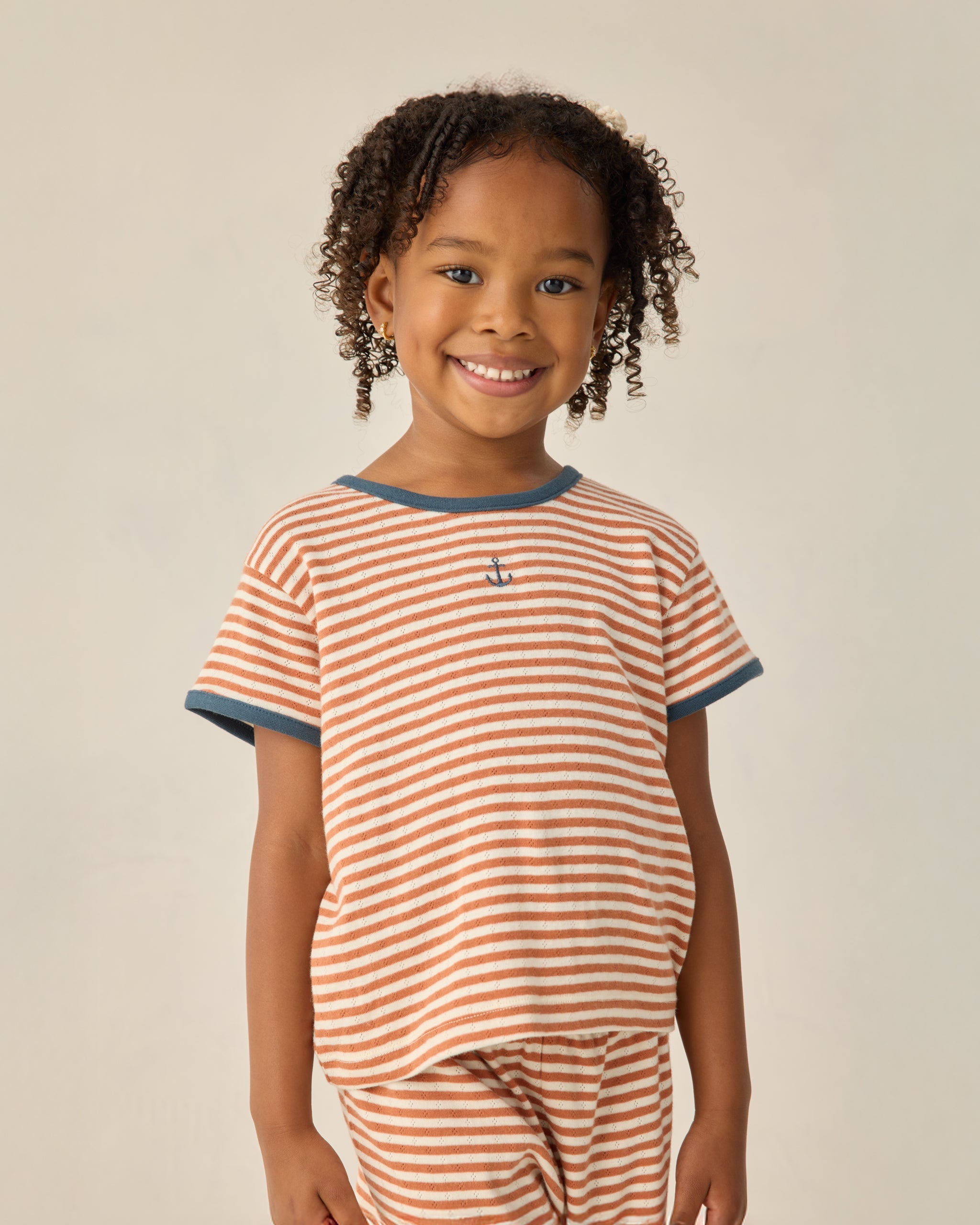Pointelle Tee Poppy Stripe - Rylee + Cru | Kids Clothes | Trendy Baby Clothes | Modern Infant Outfits |