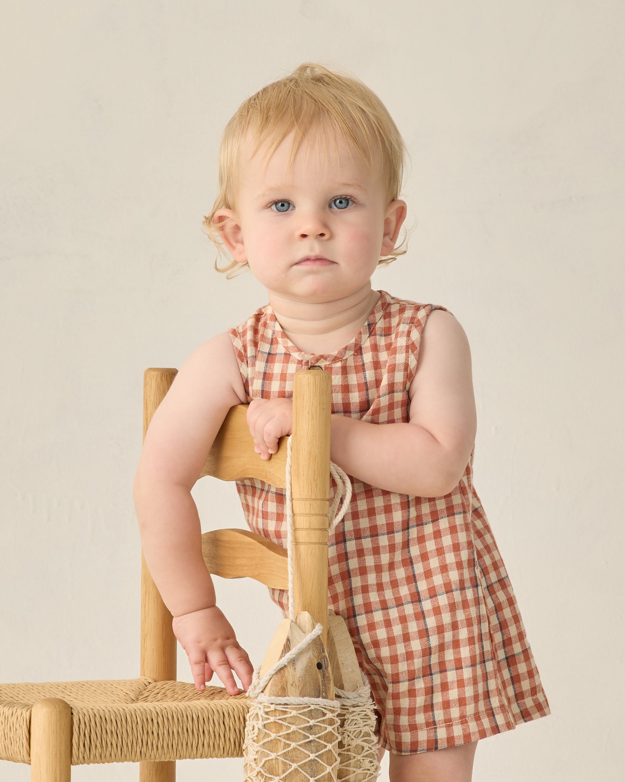 Maverick Romper Poppy Gingham - Rylee + Cru | Kids Clothes | Trendy Baby Clothes | Modern Infant Outfits |