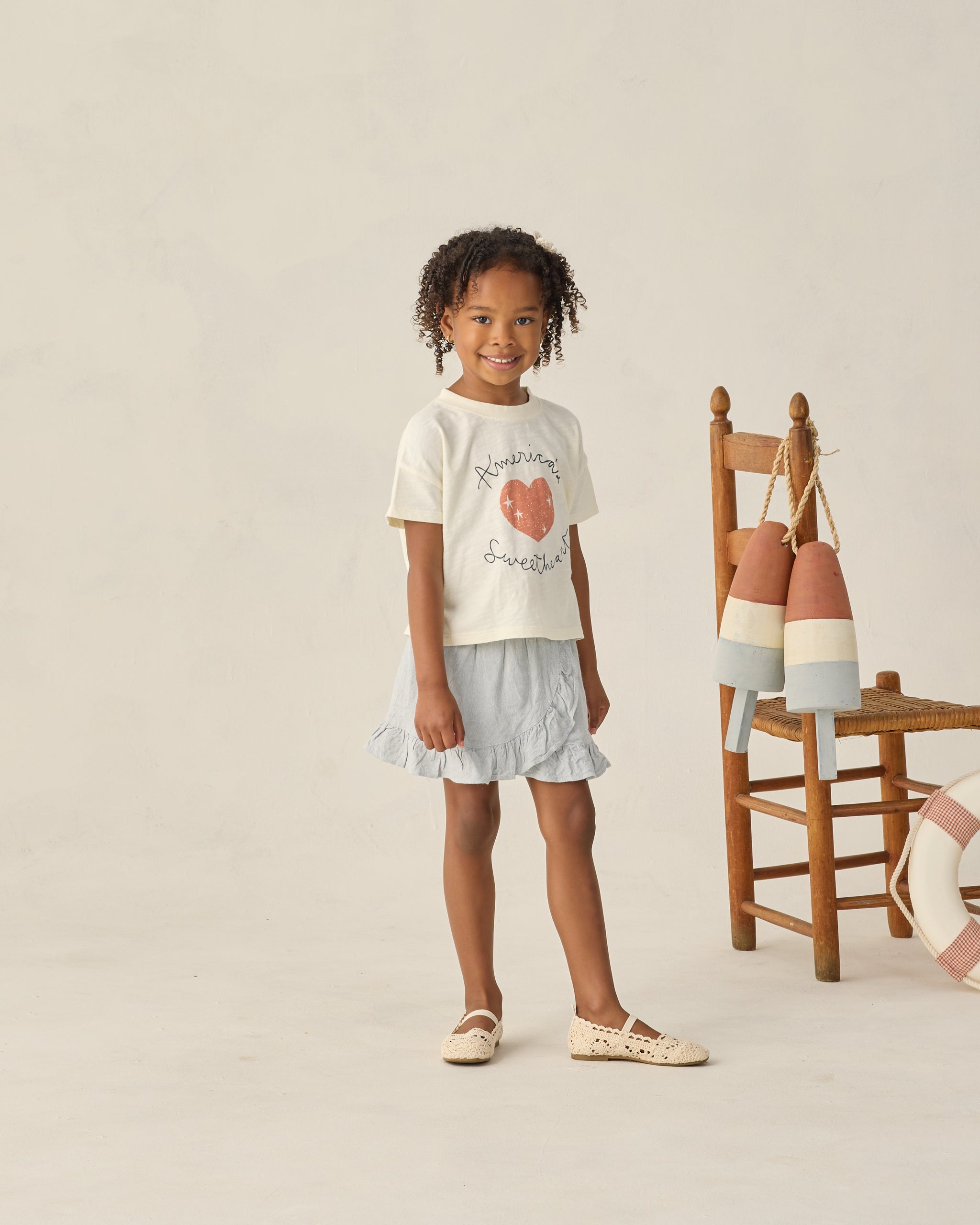 Wrap Ruffle Skirt Heathered Light Blue - Rylee + Cru | Kids Clothes | Trendy Baby Clothes | Modern Infant Outfits |