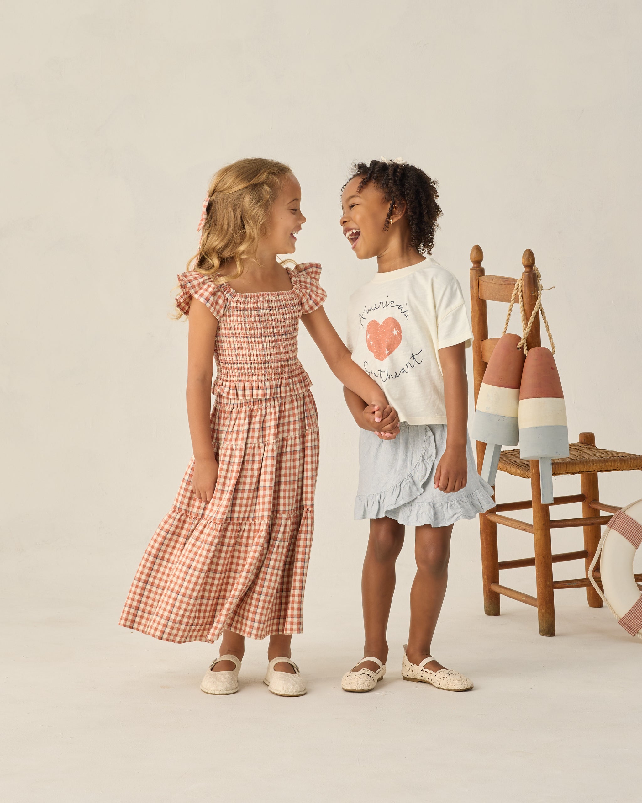 Tiered Midi Skirt Poppy Gingham - Rylee + Cru | Kids Clothes | Trendy Baby Clothes | Modern Infant Outfits |