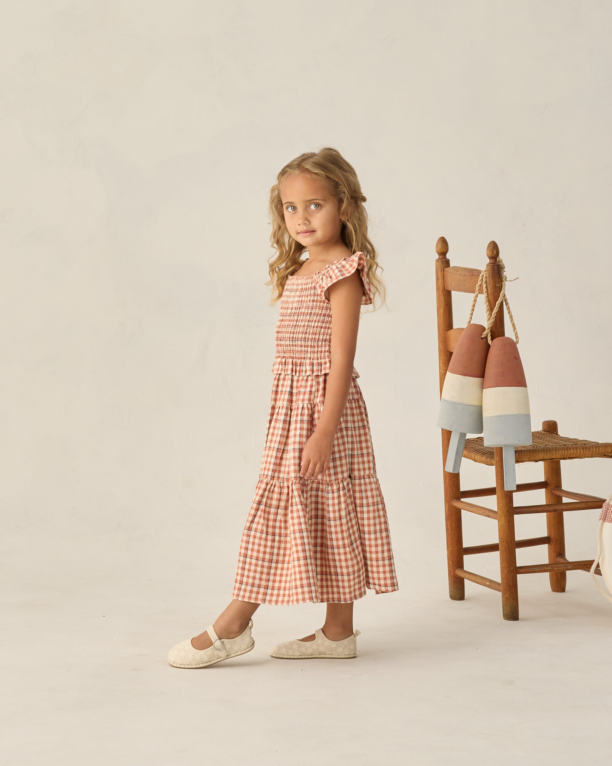 Tiered Midi Skirt Poppy Gingham - Rylee + Cru | Kids Clothes | Trendy Baby Clothes | Modern Infant Outfits |