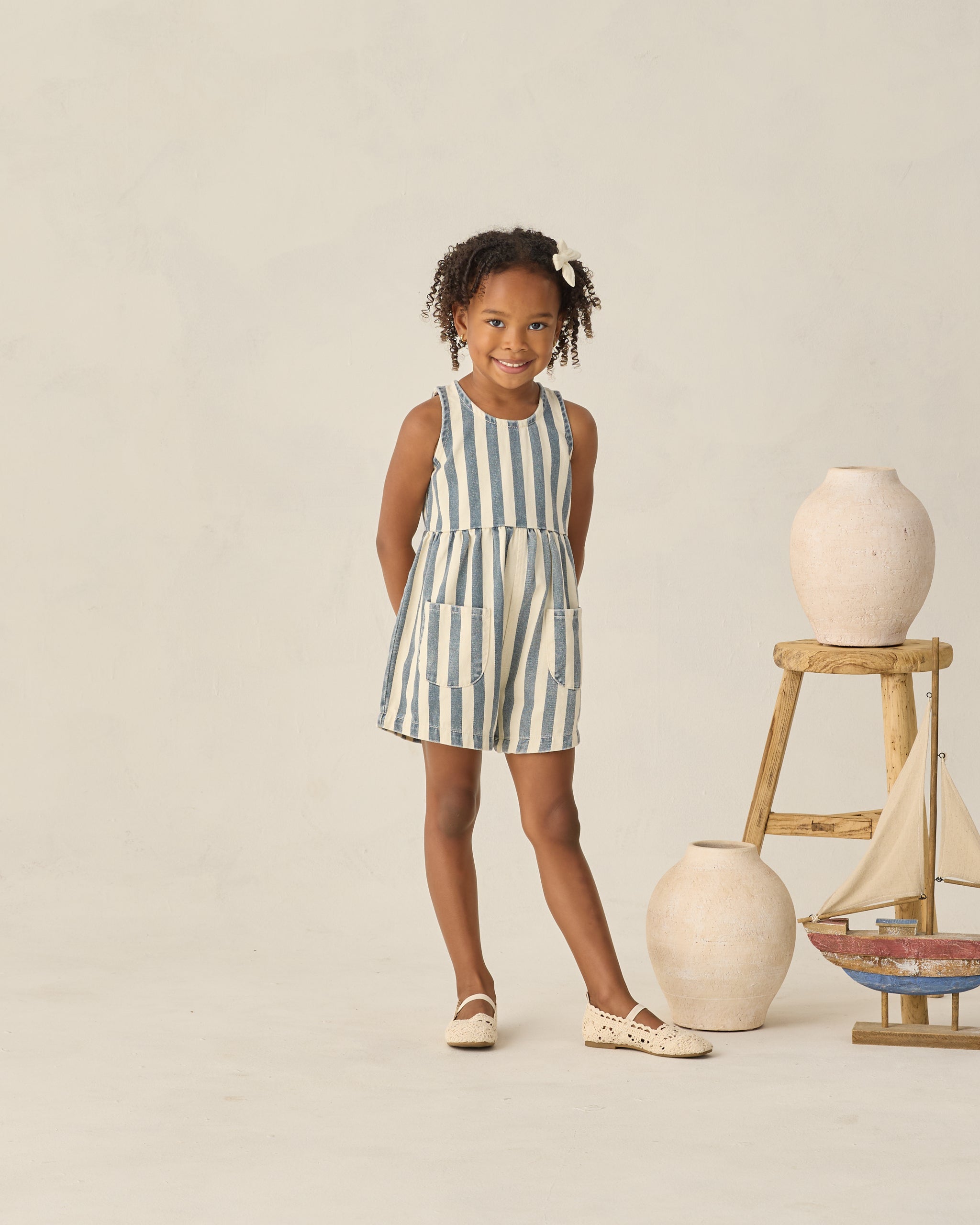 Dani Romper Navy Stripe - Rylee + Cru | Kids Clothes | Trendy Baby Clothes | Modern Infant Outfits |