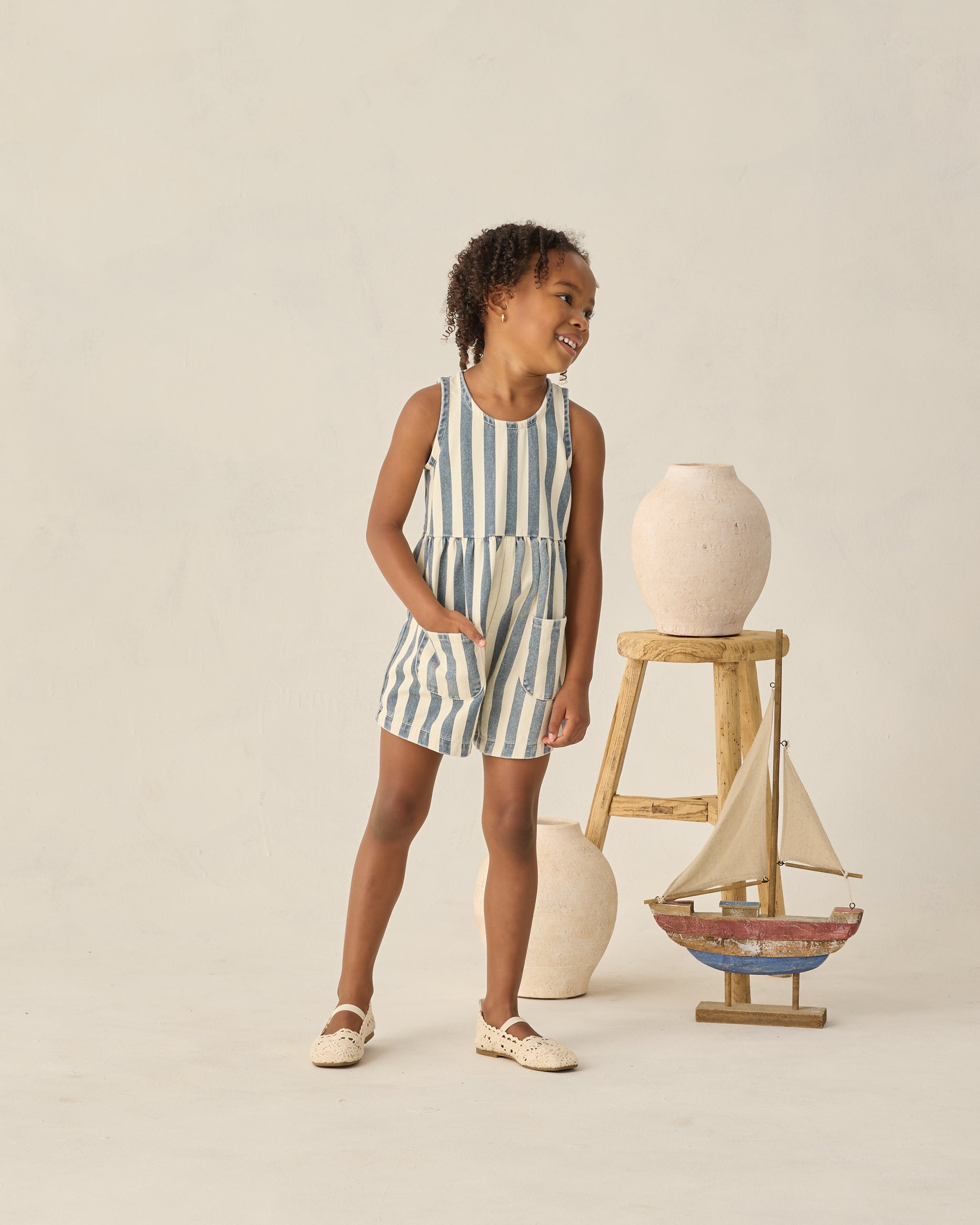 Dani Romper Navy Stripe - Rylee + Cru | Kids Clothes | Trendy Baby Clothes | Modern Infant Outfits |