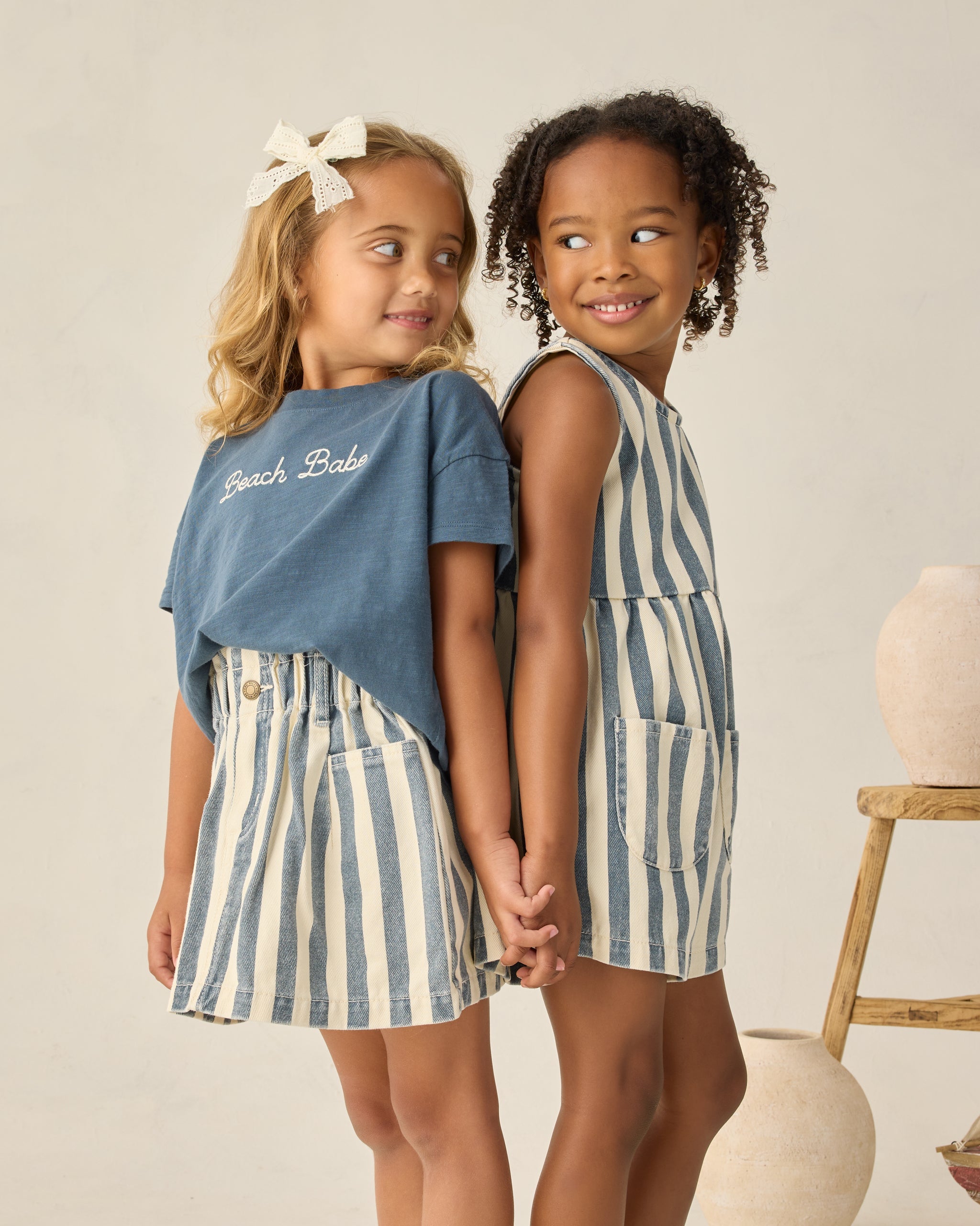 Denim Mini Skirt Navy Stripe - Rylee + Cru | Kids Clothes | Trendy Baby Clothes | Modern Infant Outfits |
