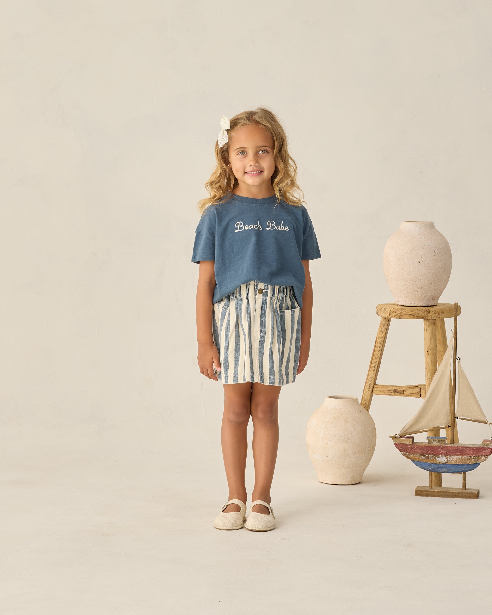 Denim Mini Skirt Navy Stripe - Rylee + Cru | Kids Clothes | Trendy Baby Clothes | Modern Infant Outfits |