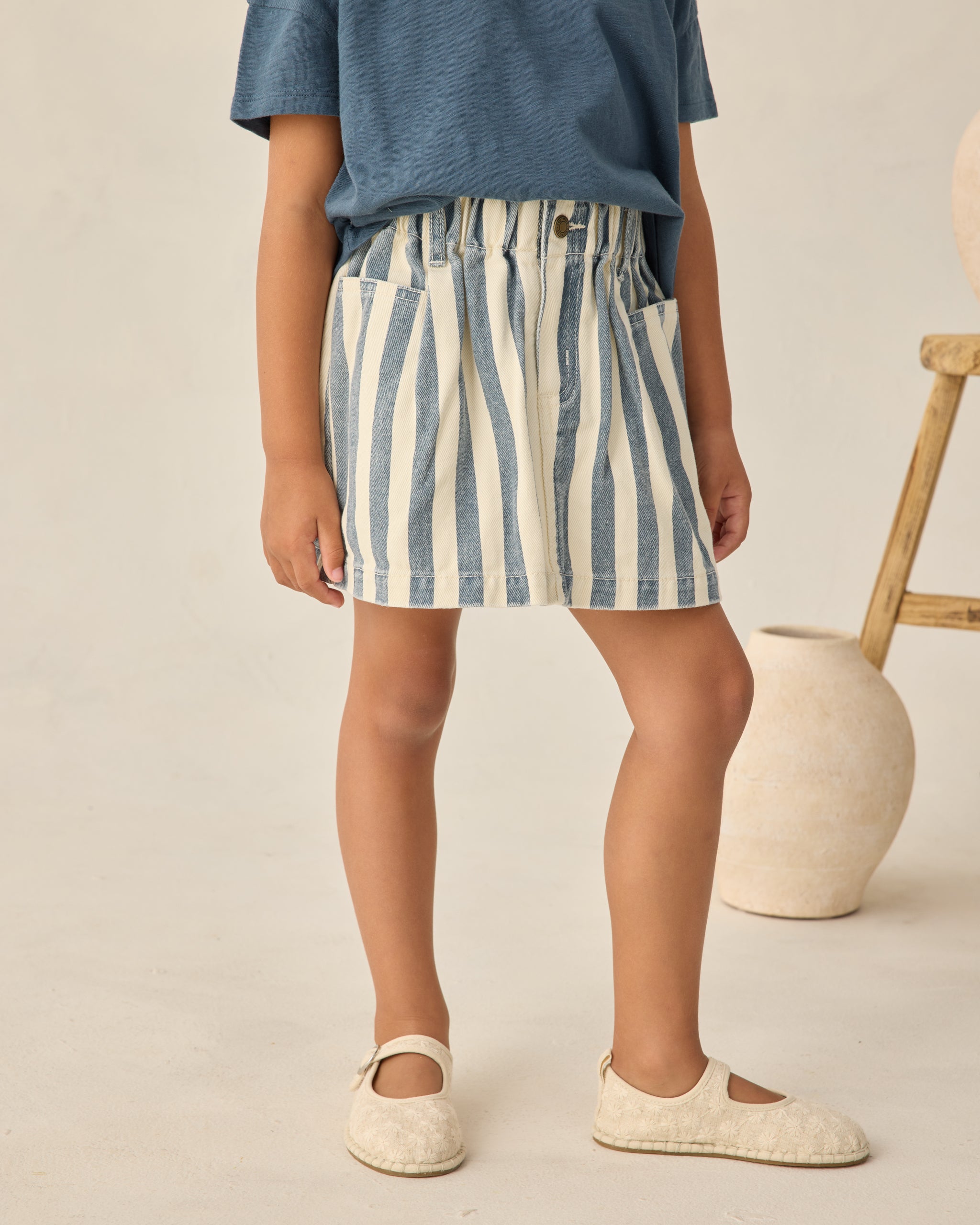 Denim Mini Skirt Navy Stripe - Rylee + Cru | Kids Clothes | Trendy Baby Clothes | Modern Infant Outfits |