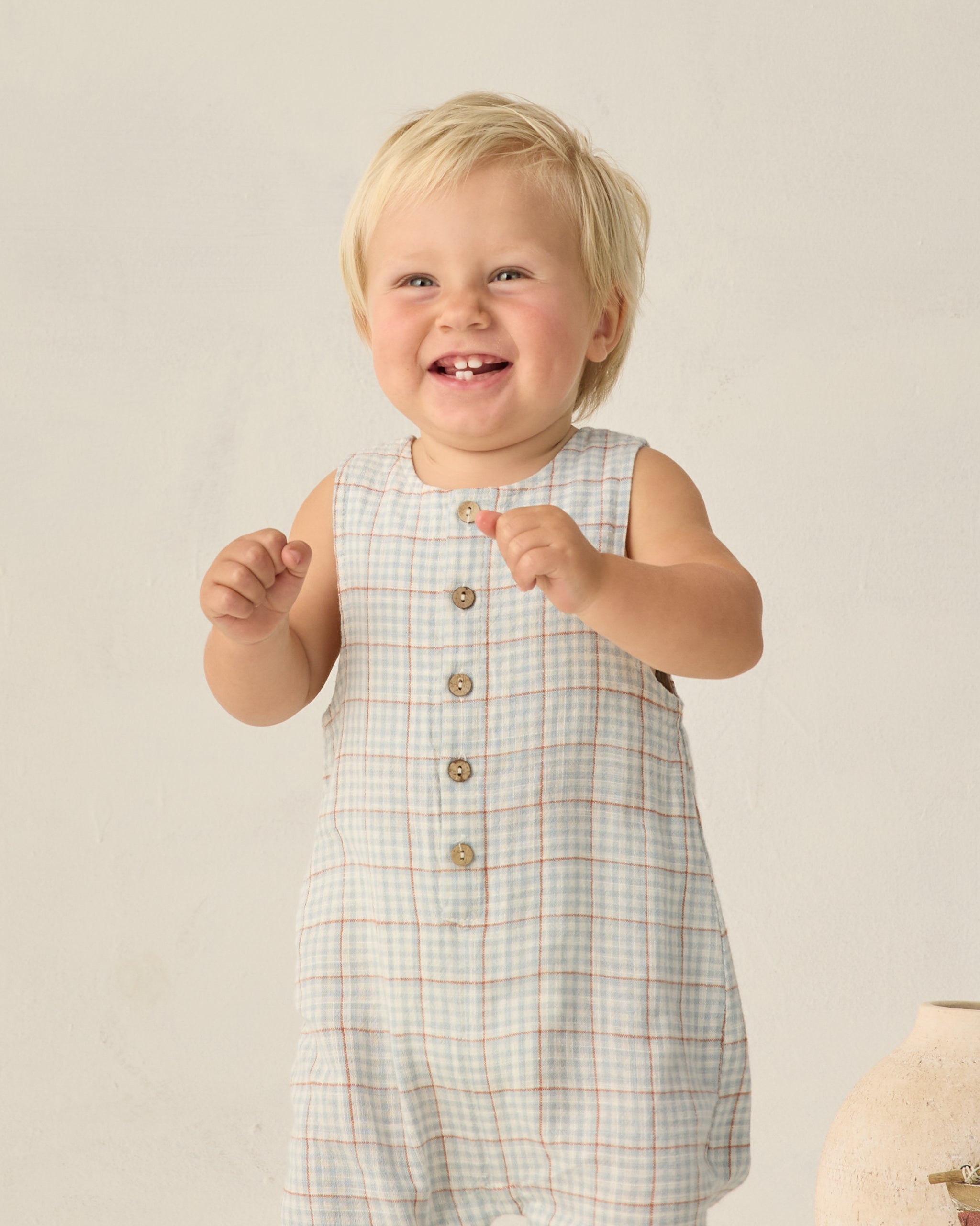 Button Jumpsuit Light Blue Plaid - Rylee + Cru | Kids Clothes | Trendy Baby Clothes | Modern Infant Outfits |